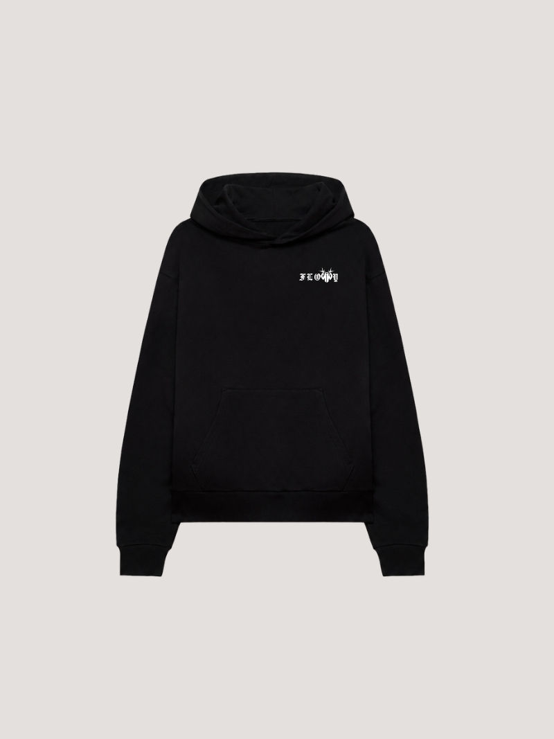SWEAT À CAPUCHE NOIR HOMME LOGO CLASSIQUE DE FACE