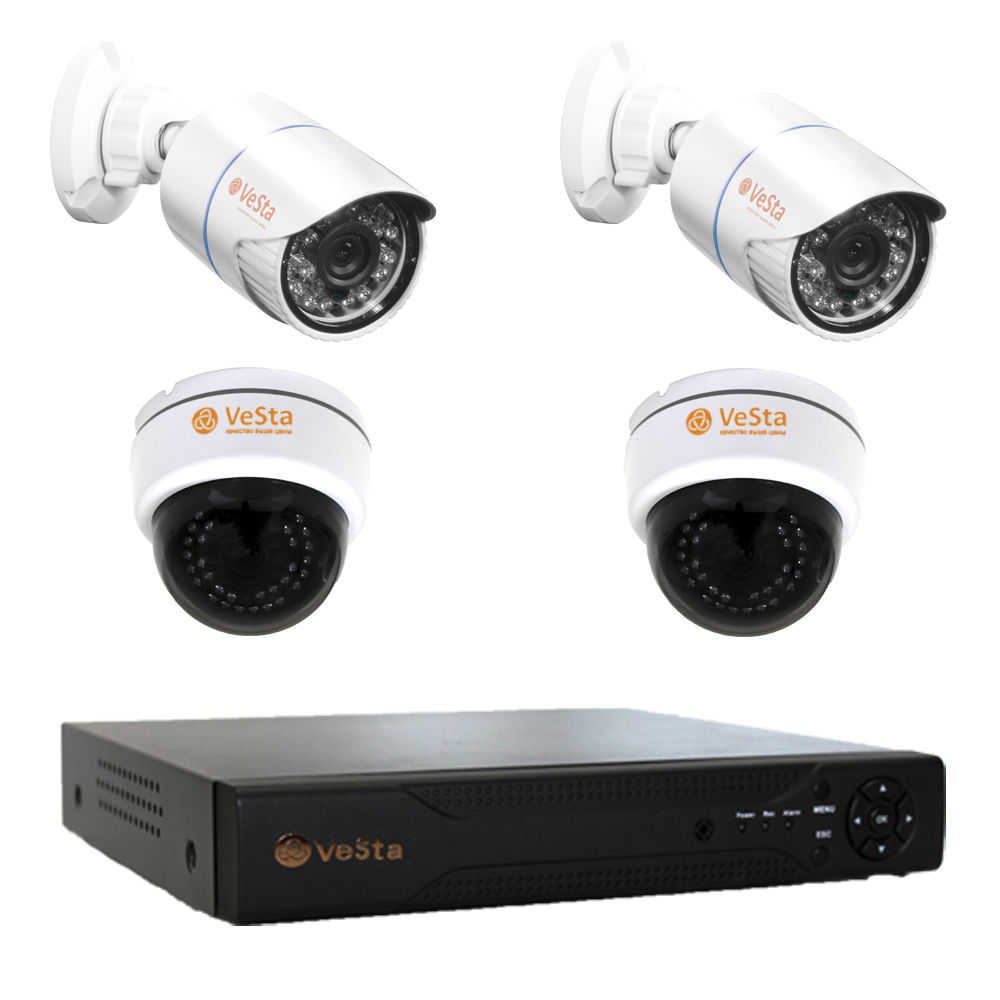 Комплект смешанный цифровой (HD) 4 камеры