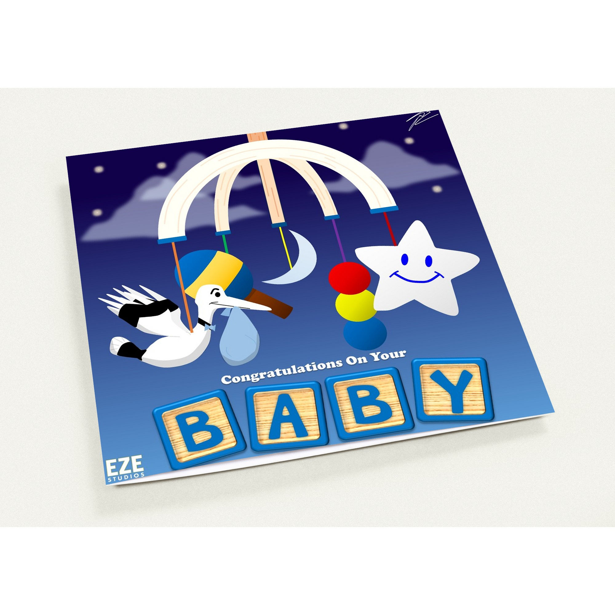 New Baby Boy - Pack of 10 Greeting Cards (USA)