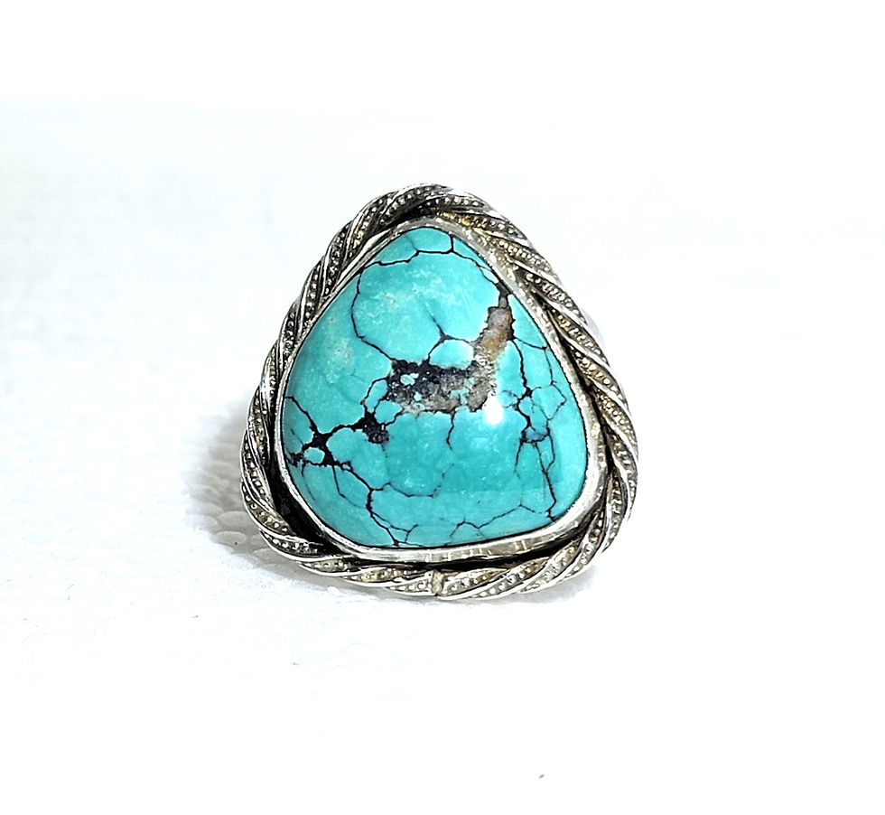 Spiderweb Turquoise Ring: Sterling Silver Artisan Statement Jewelry