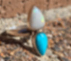 Lightning Ridge Opal Ring in sterling silver with Sleeping Beauty Turquoise