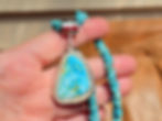 Large turquoise gemstone pendant set.  Genuine natural Burtis Blue untreated turquoise set in sterling silver