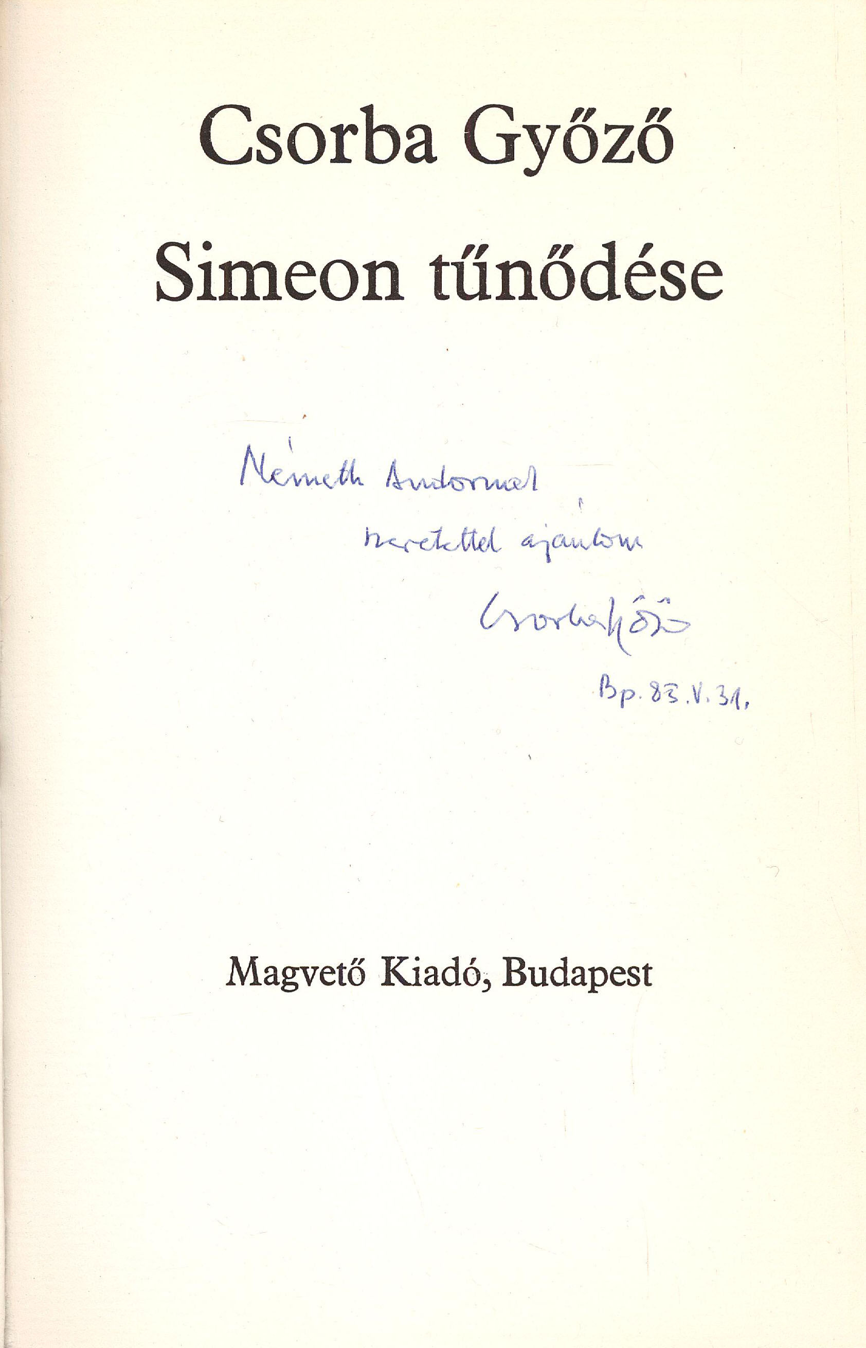 84.	Csorba Győző:  Simeon tűnődése