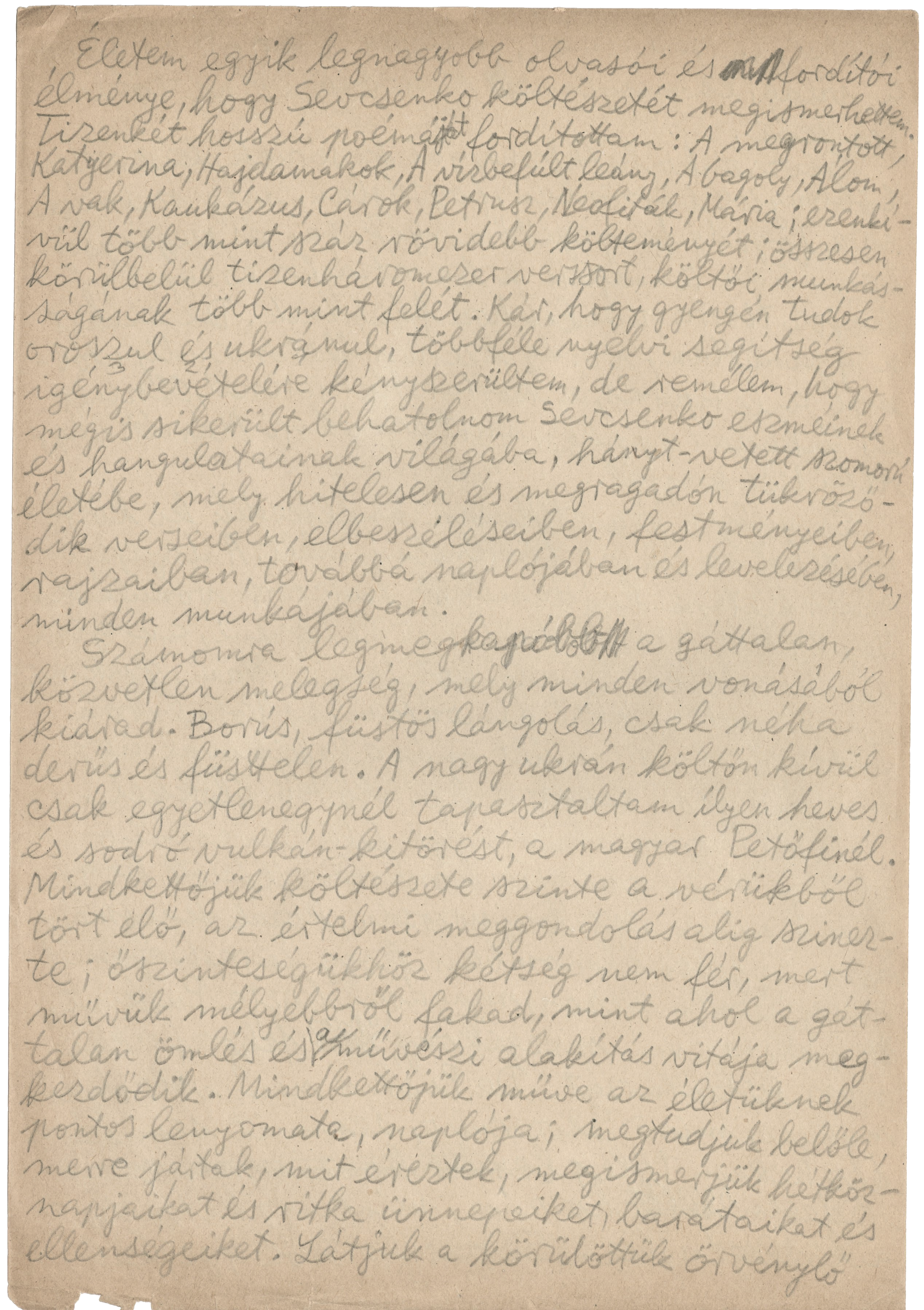 37.   Weöres Sándor: Találkozásom Sevcsenkóval