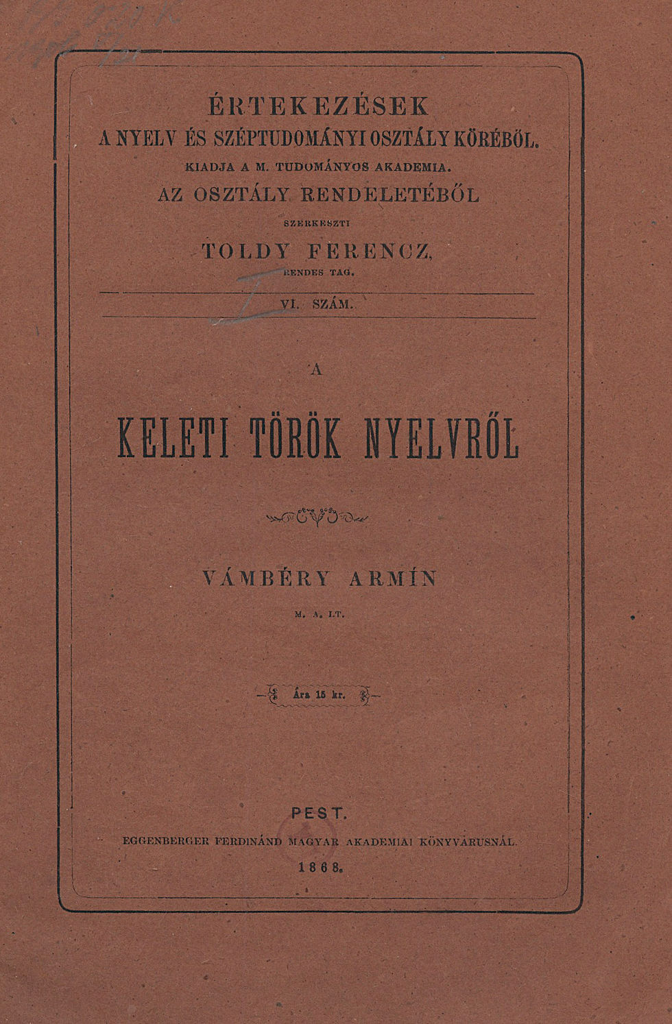 440. Vámbéry Ármin: A keleti török nyelvről