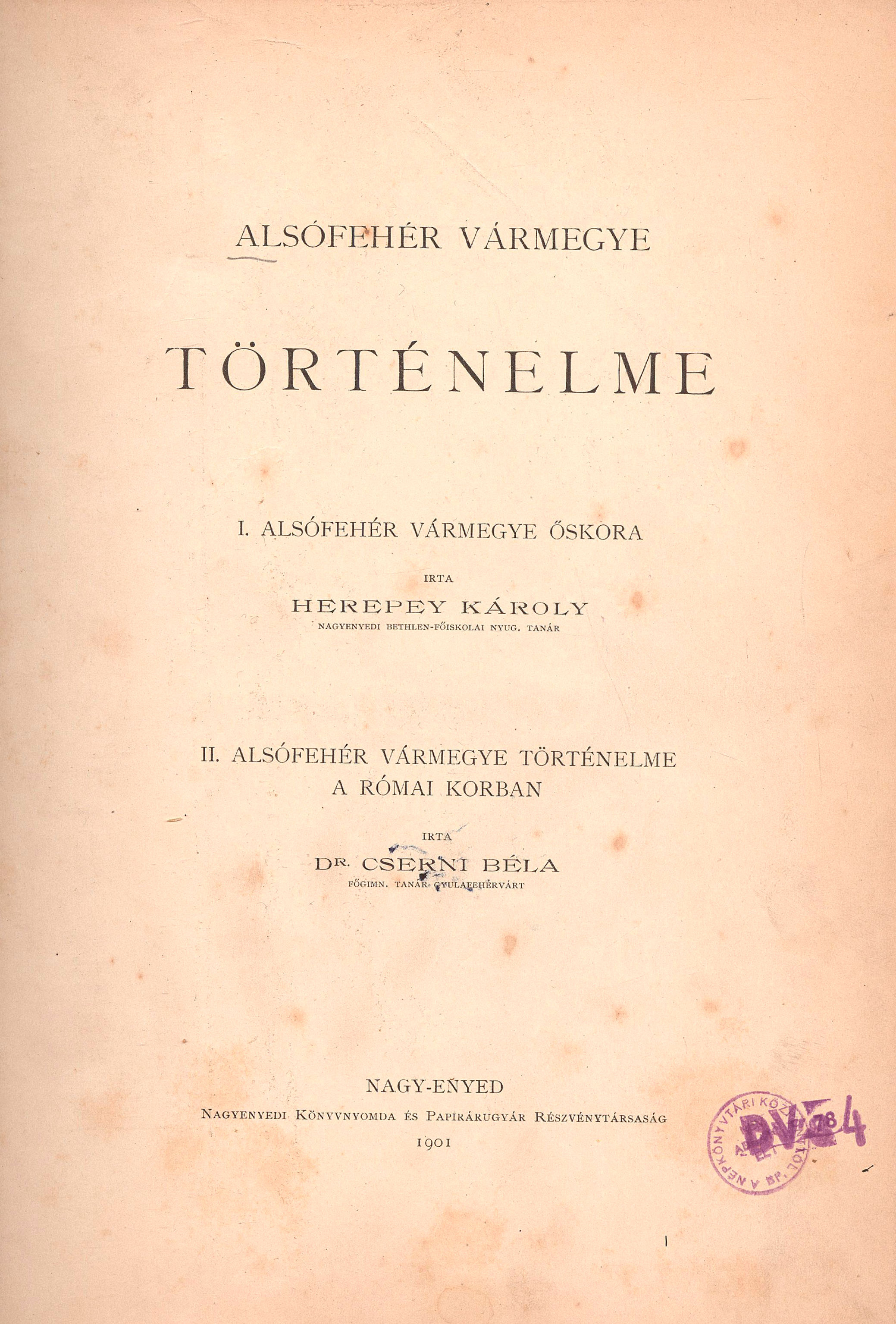 113.	Alsófehér vármegye történelme.