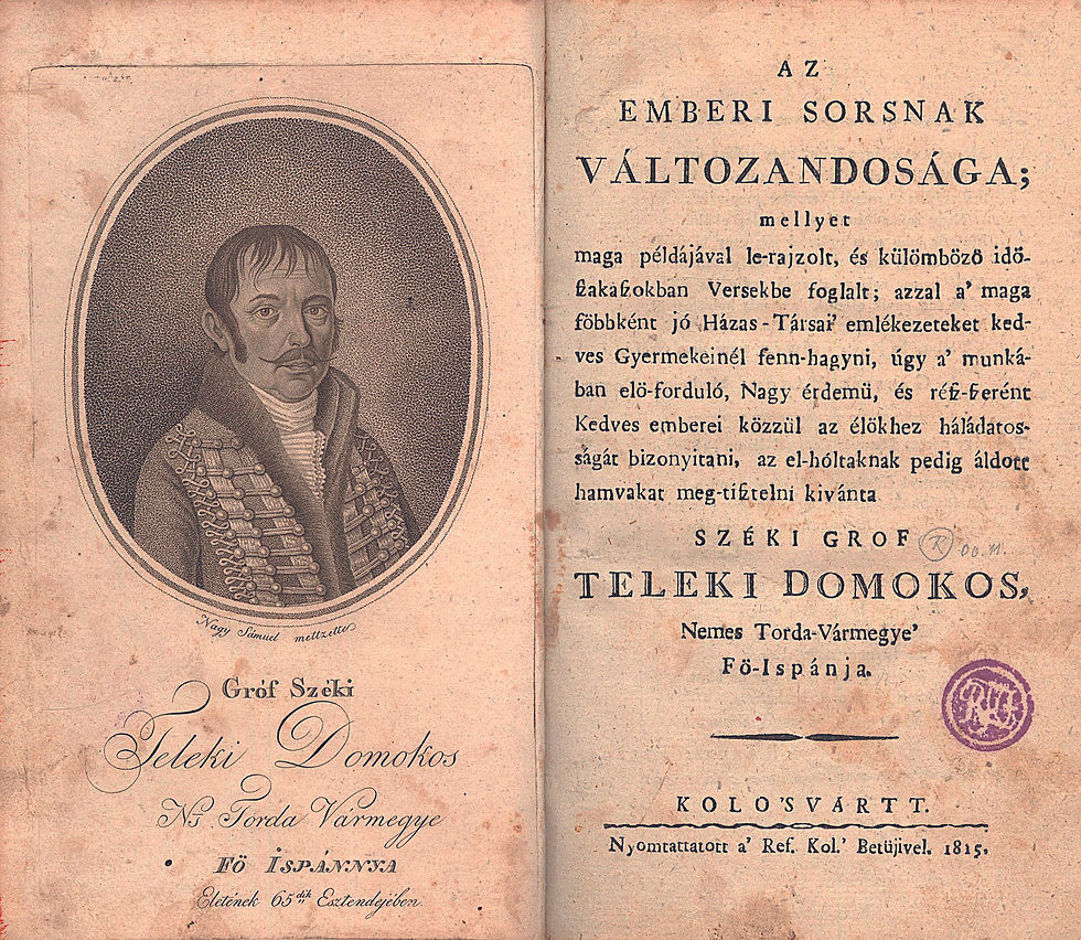 152. Teleki Domokos, széki gróf: Az emberi sorsnak változandosága...