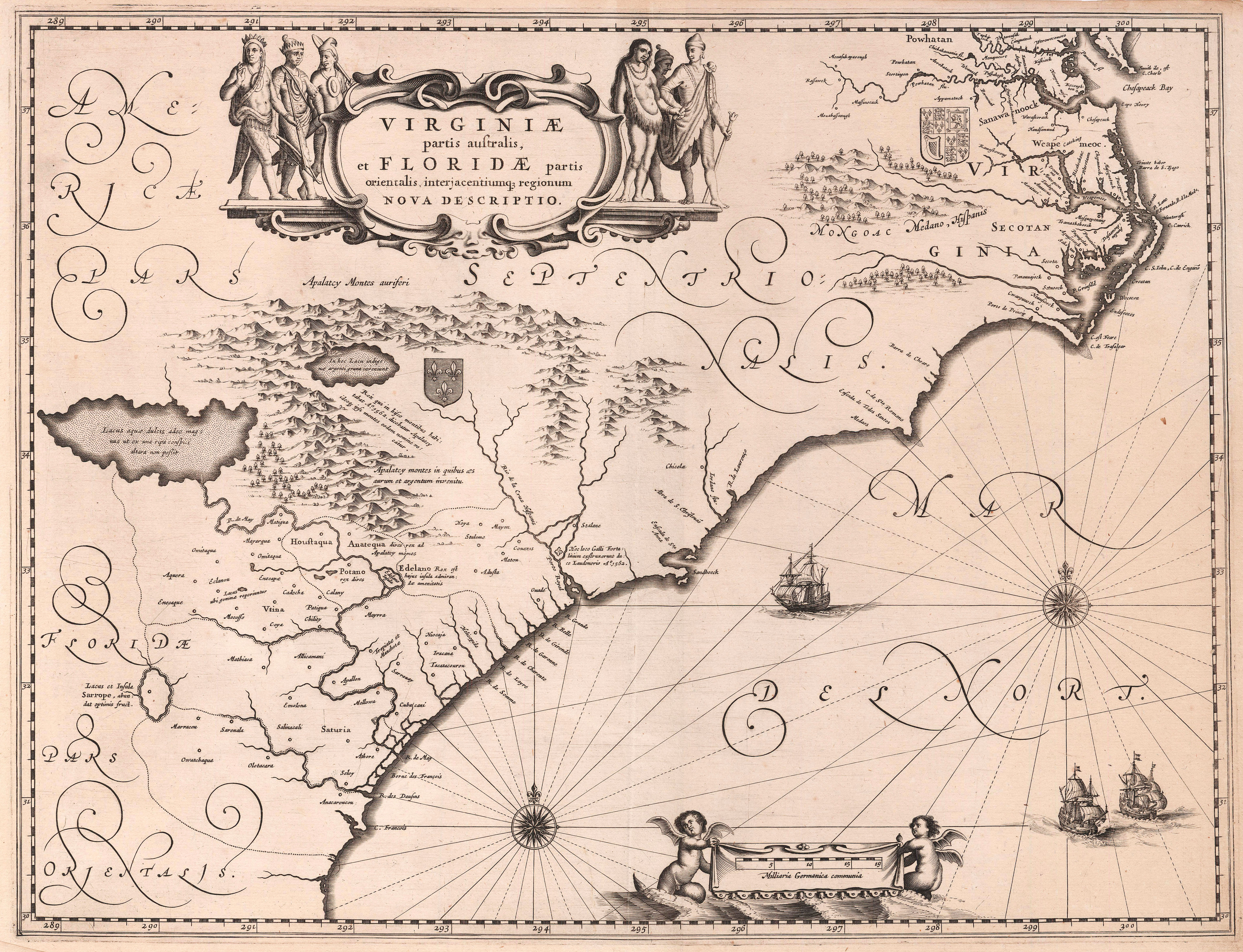 166.	Blaeu, Willem Janszoon:  Virginiae partis australis, et Floridae...