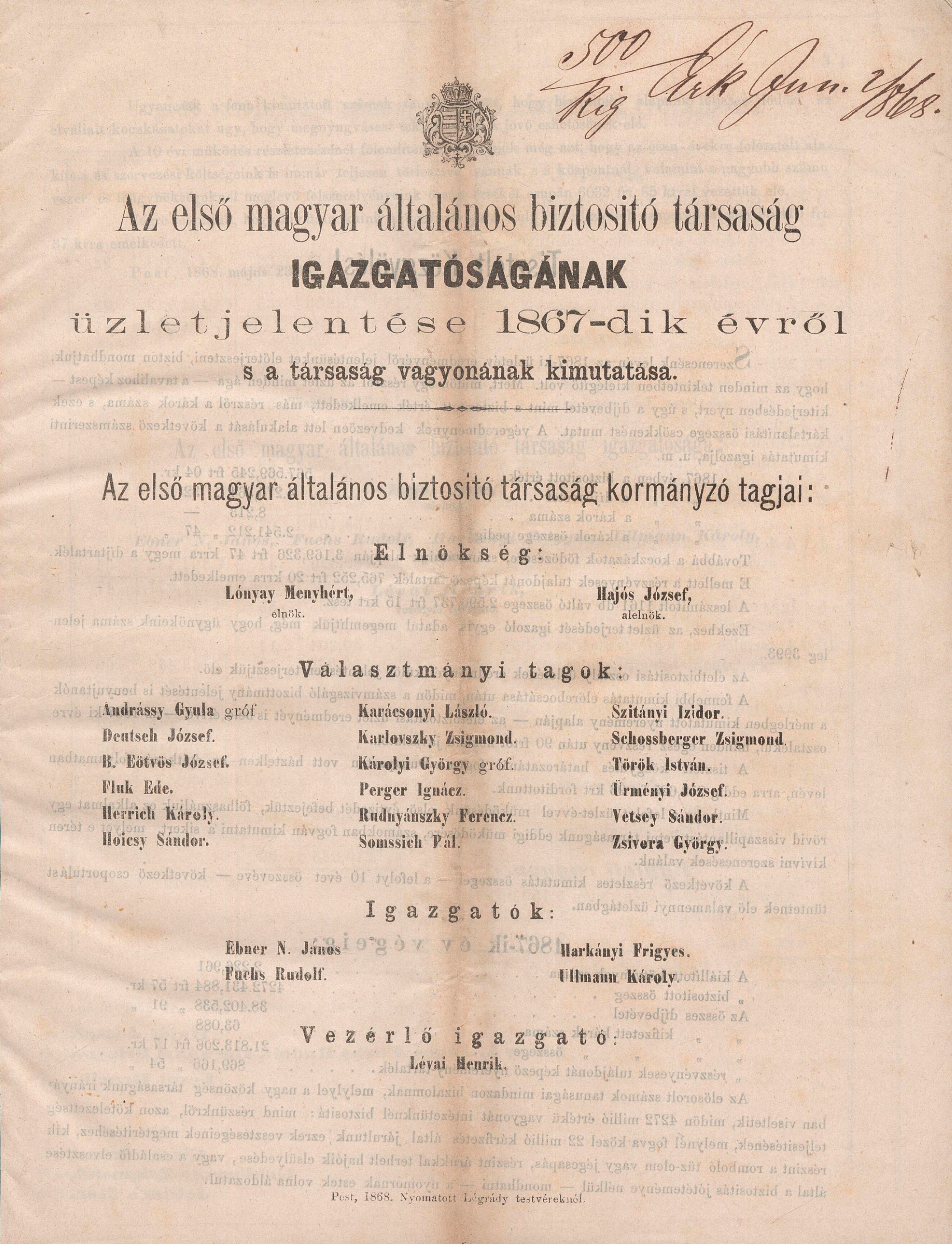 24. Az első magyar általános biztositó társaság...