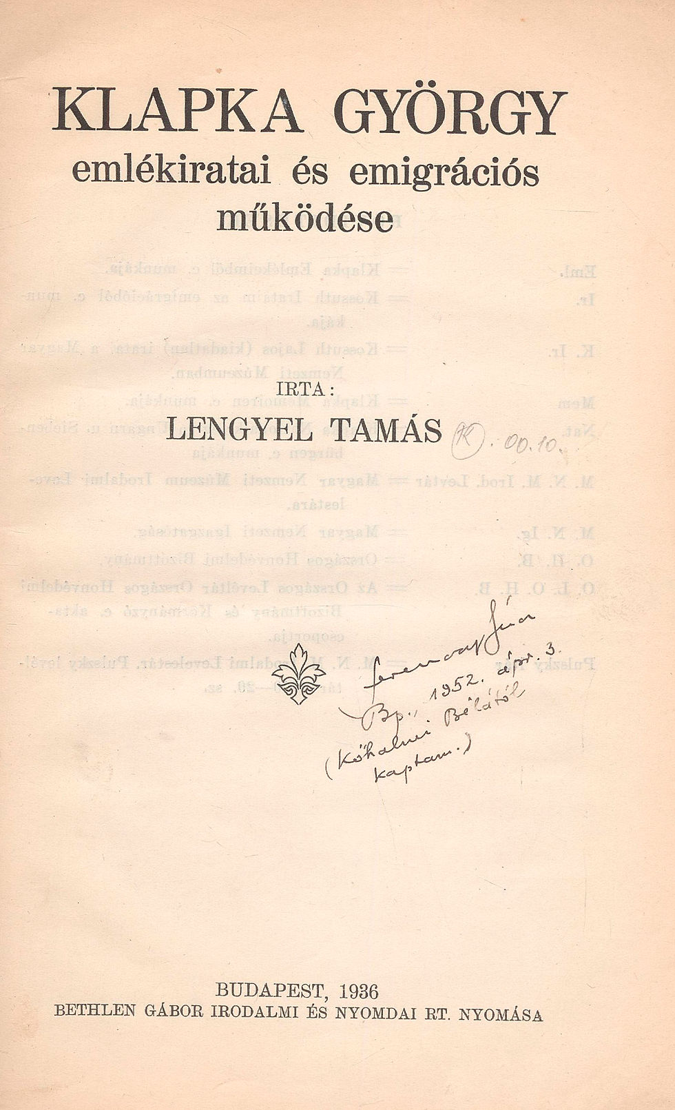 104. Lengyel Tamás: Klapka György emlékiratai és emigrációs működése
