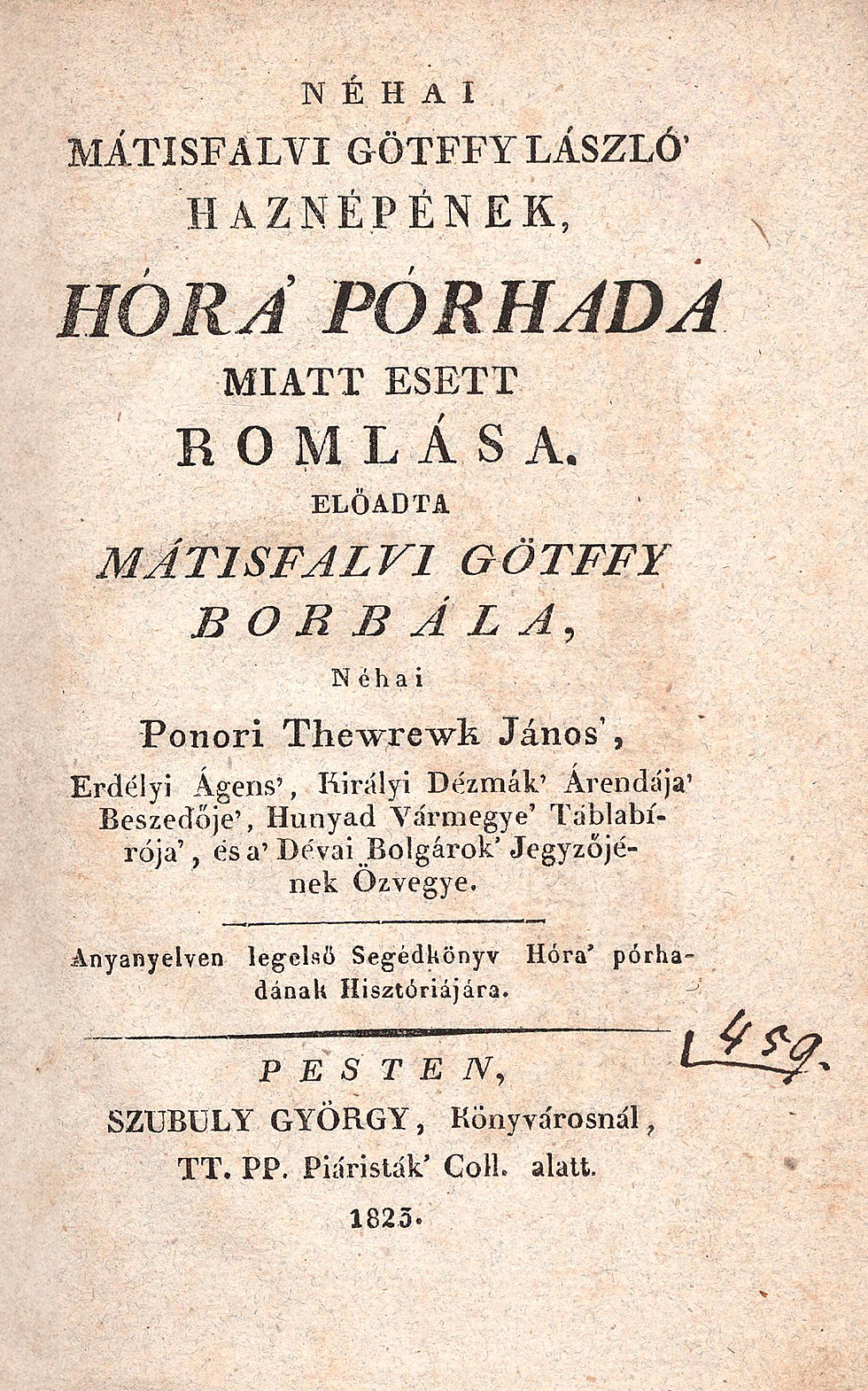 37. Götfy Borbála, Mátisfalvi: Néhai mátisfalvi Götffy László’ haznépének...