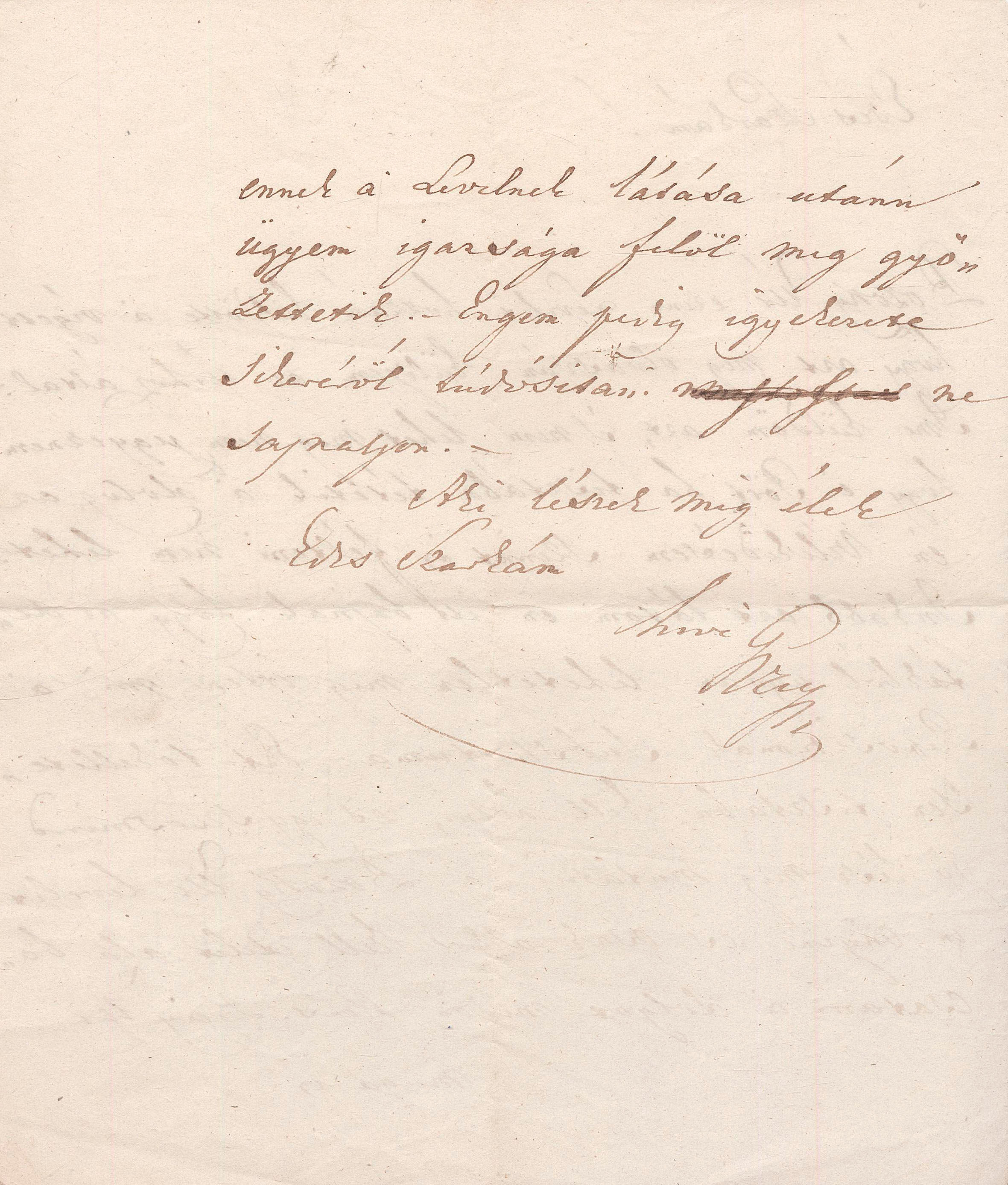 259. Vay Miklós báró (1802-1894) autográf levele...