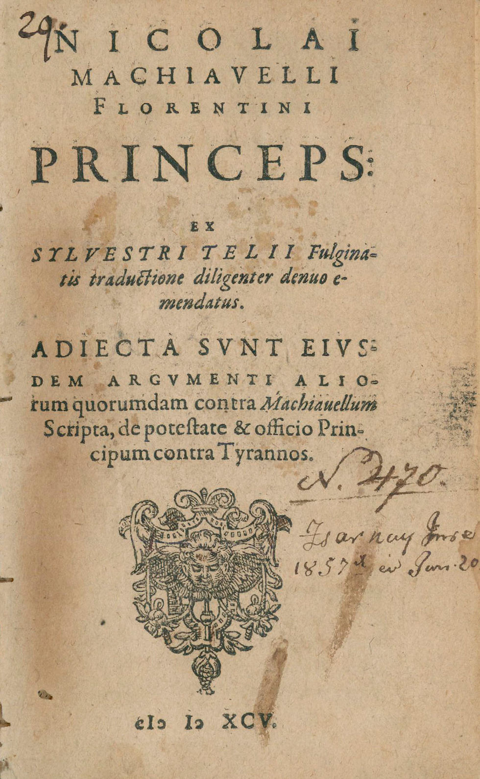 180. Machiavelli, (Nicolo) Nicolaus: Princeps: ex Sylvestri...
