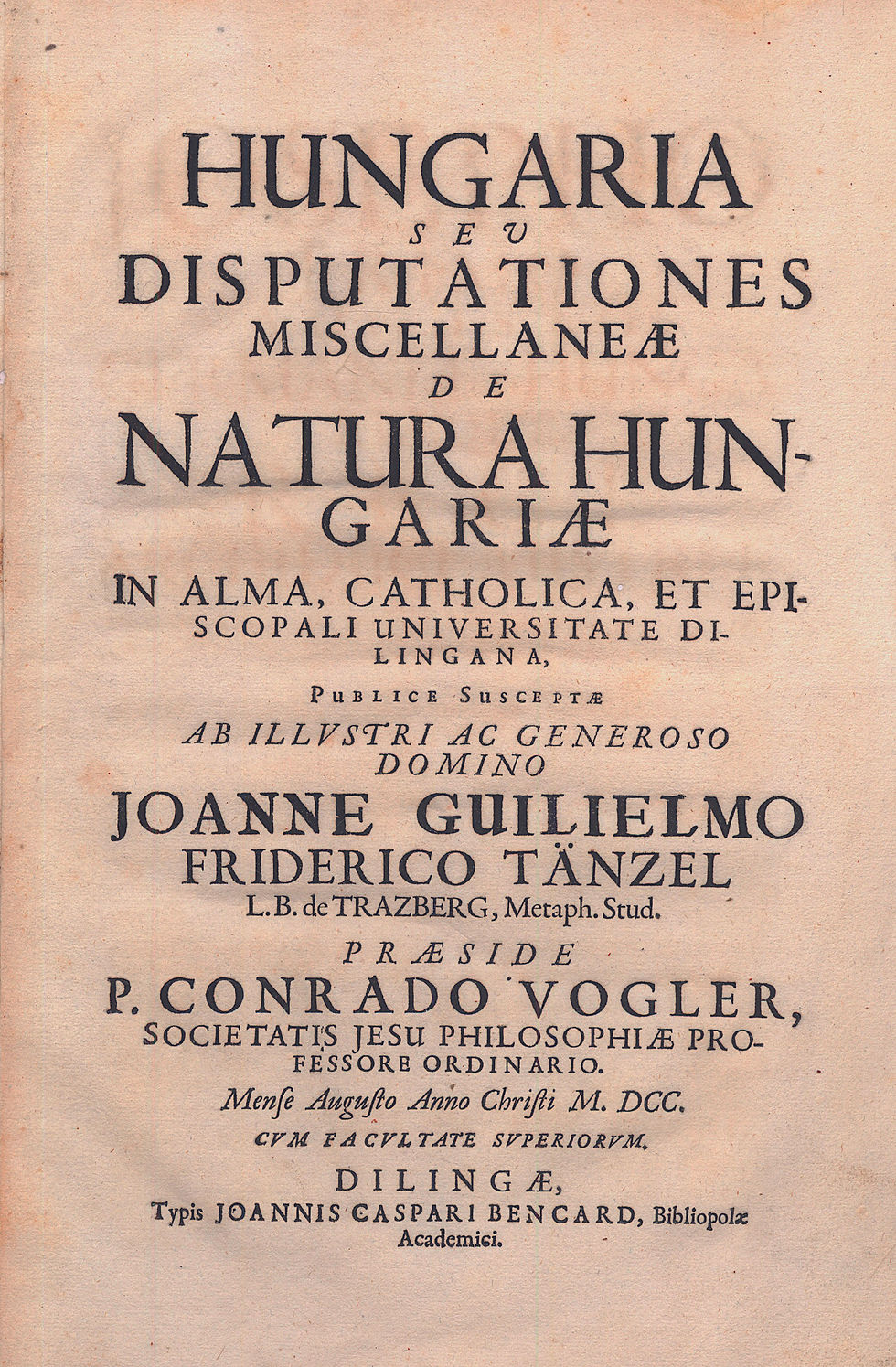 75. Vogler, (Konrad) Conradus: Hungaria seu Disputationes miscellaneae...