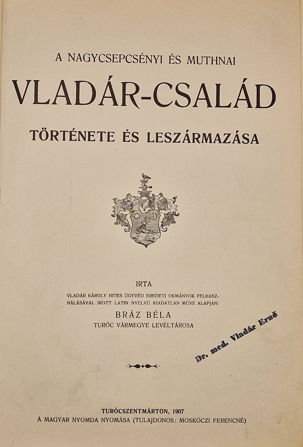 55. Bráz Béla: A nagycsepcsényi és muthnai Vladár-család...