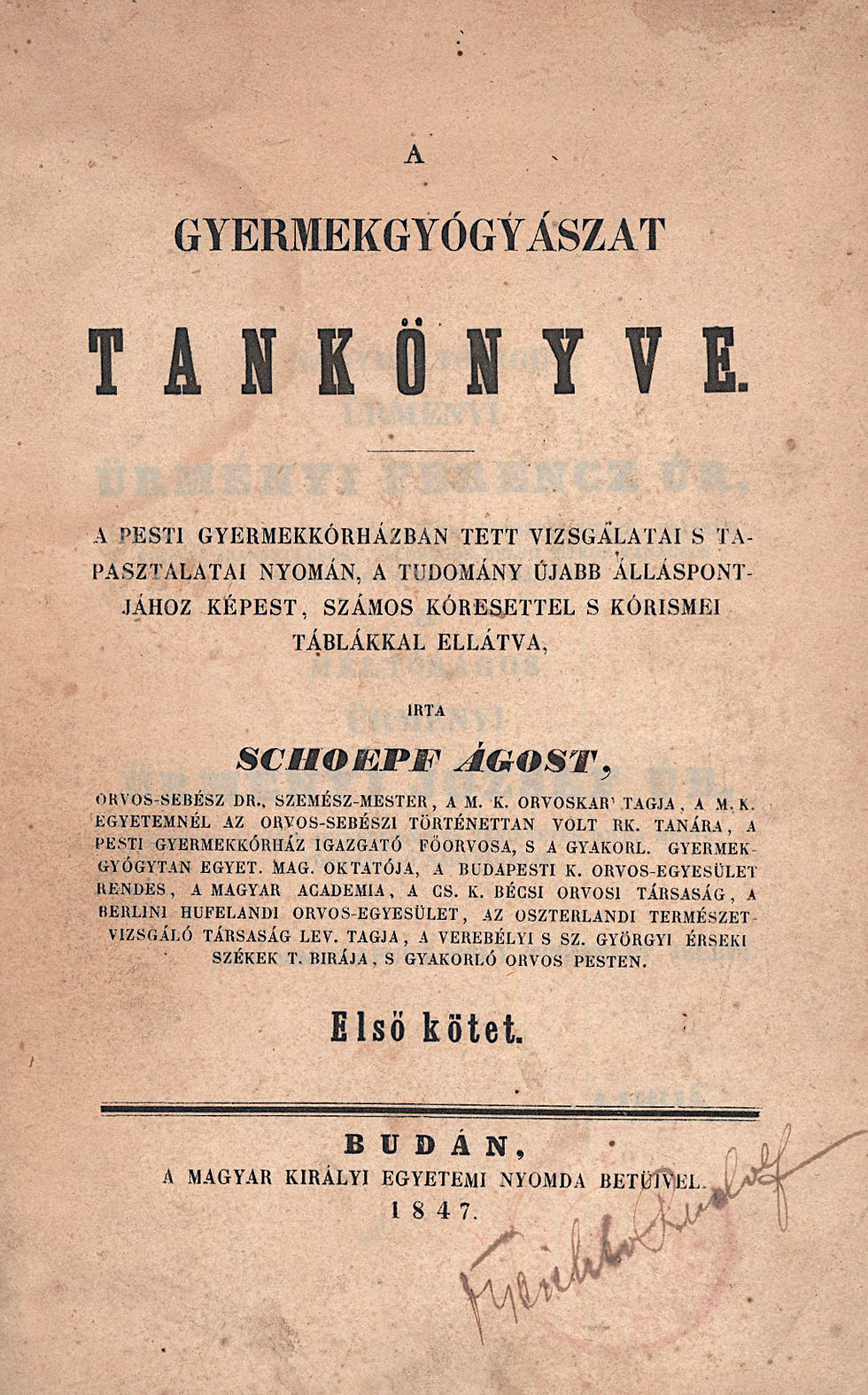 162. Schoepf(-Merei) Ágost: A gyermekgyógyászat tankönyve.