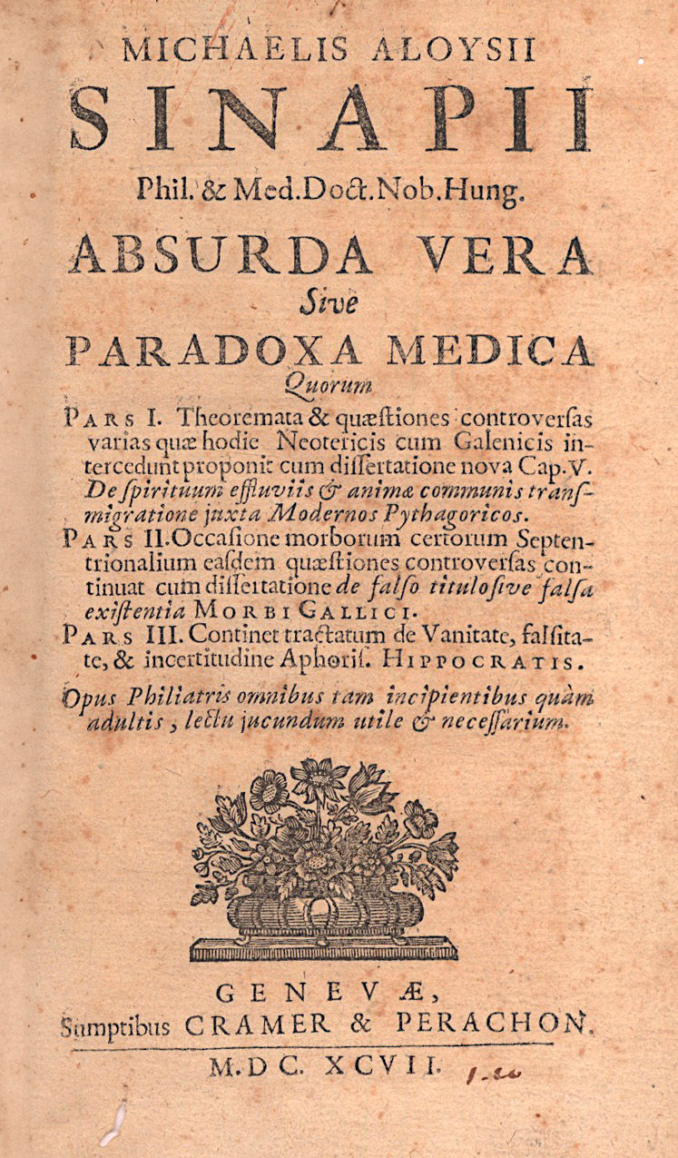 48. Sinapius, (Mihály Alajos) Michael Aloysius: Absurda...