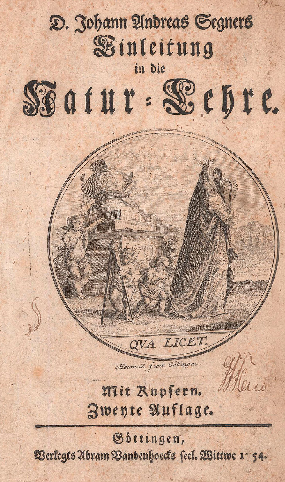 191. Segner, (János András) Johann Andreas: ~s Einleitung in die Natur-Lehre.