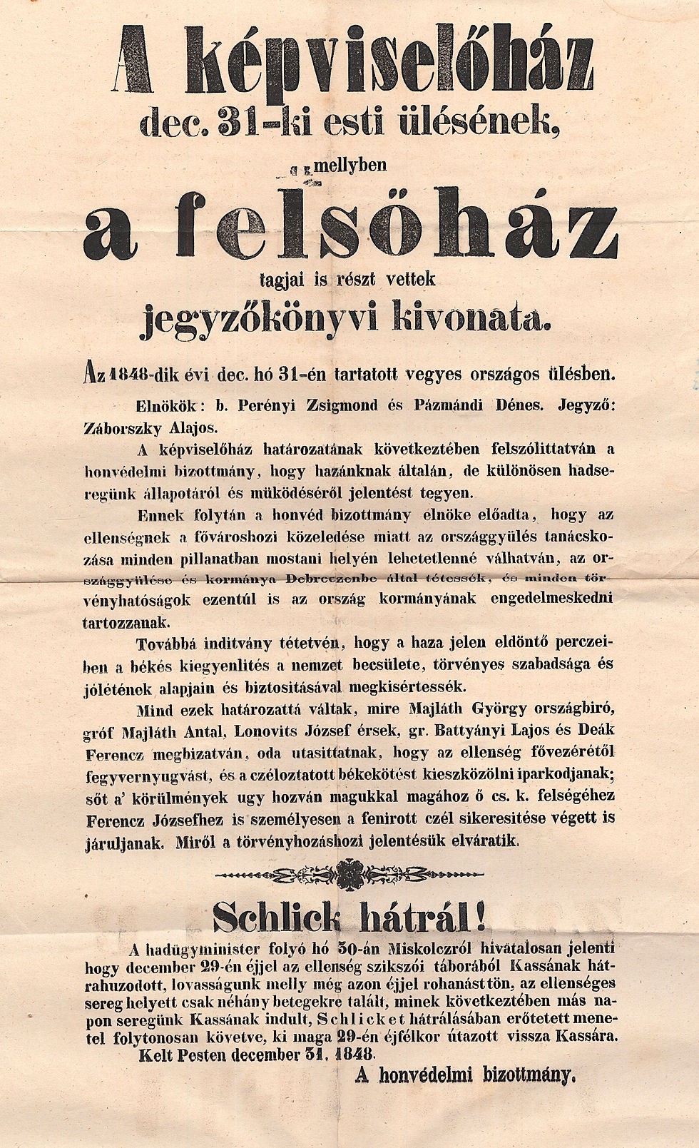 52. A képviselőház dec. 31-ki esti ülésének, mellyben a felsőház tagjai...
