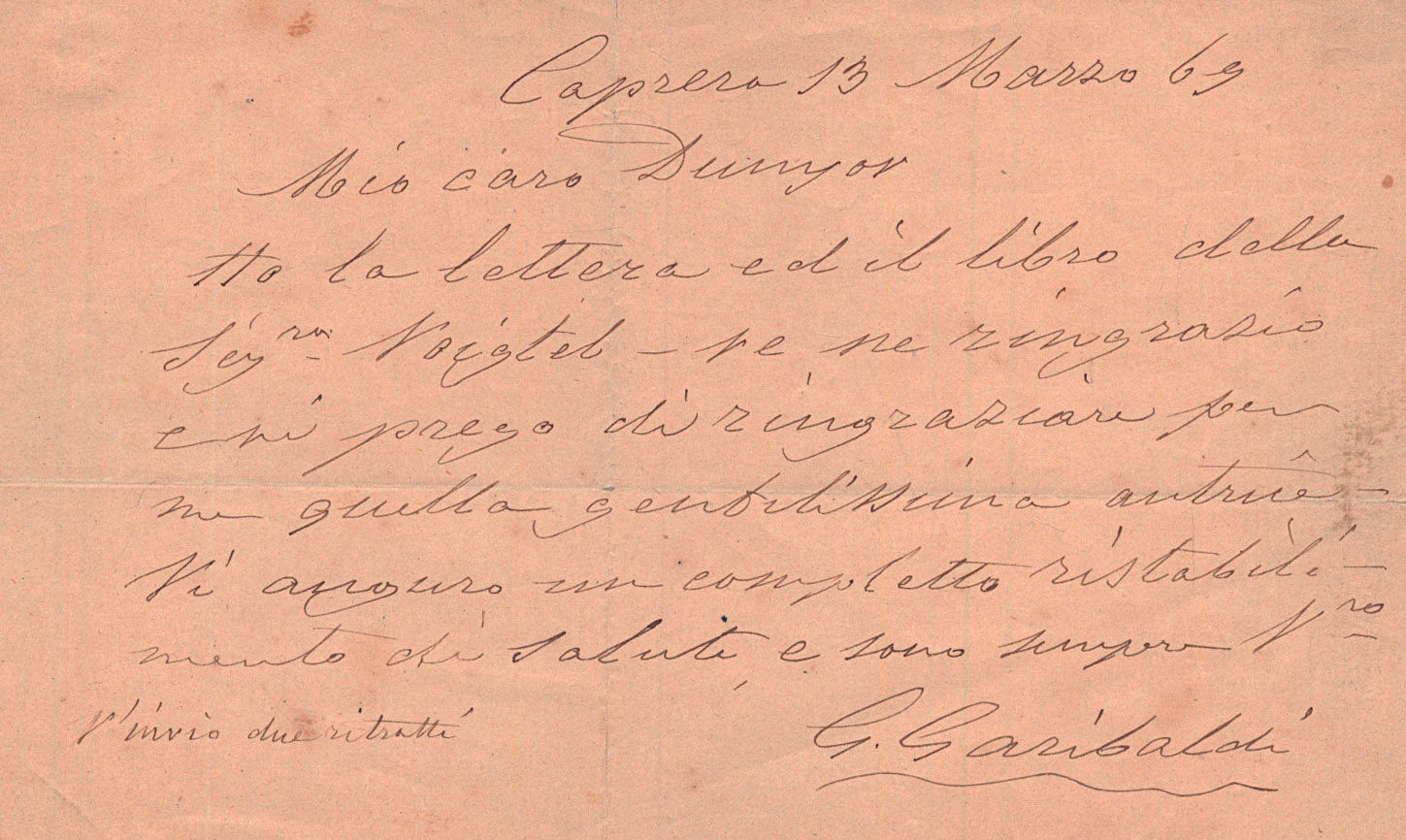 88.	Autograph letter of Giuseppe Garibaldi (1807-1882), Italian general.