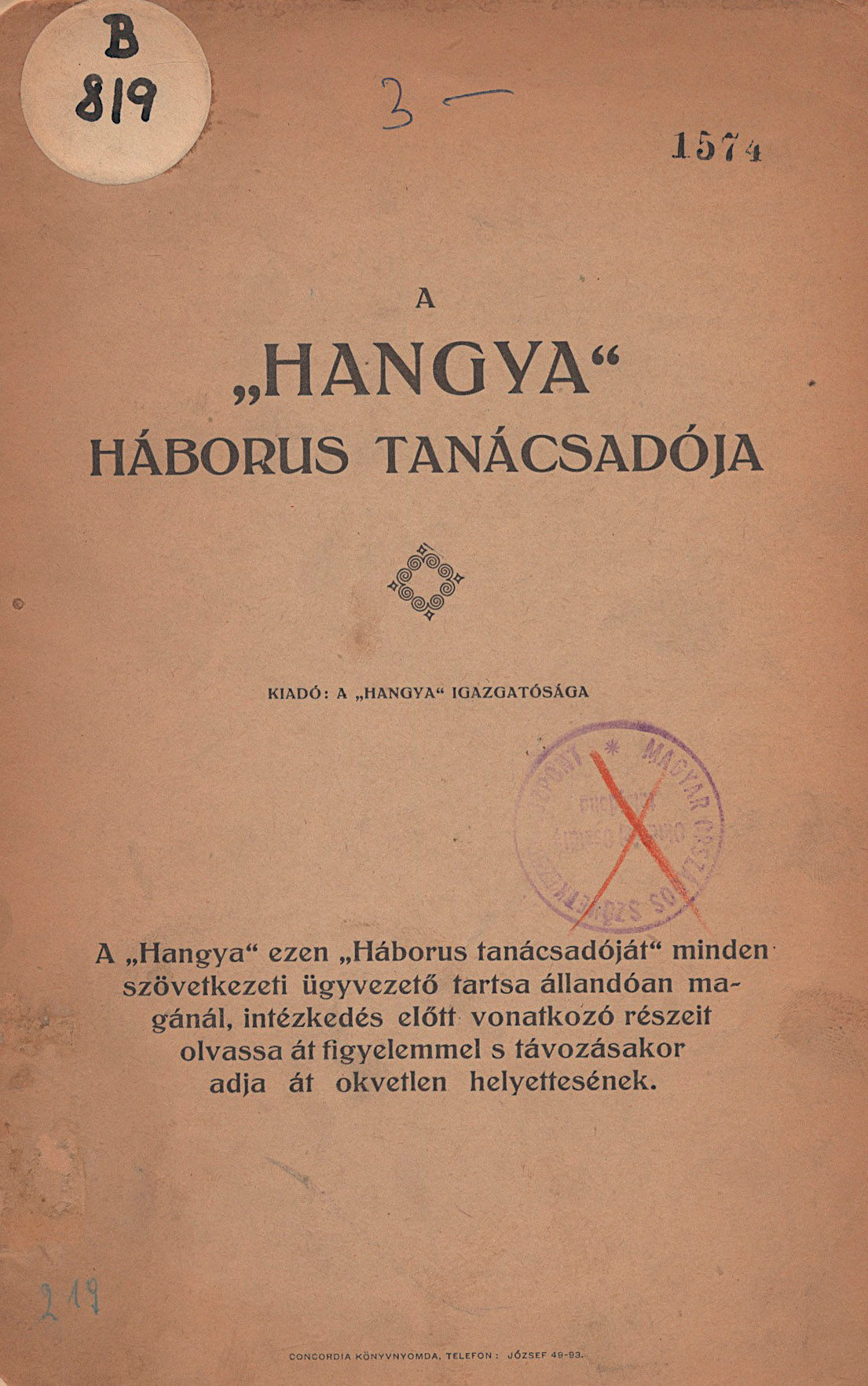382.	A "Hangya" háborus tanácsadója