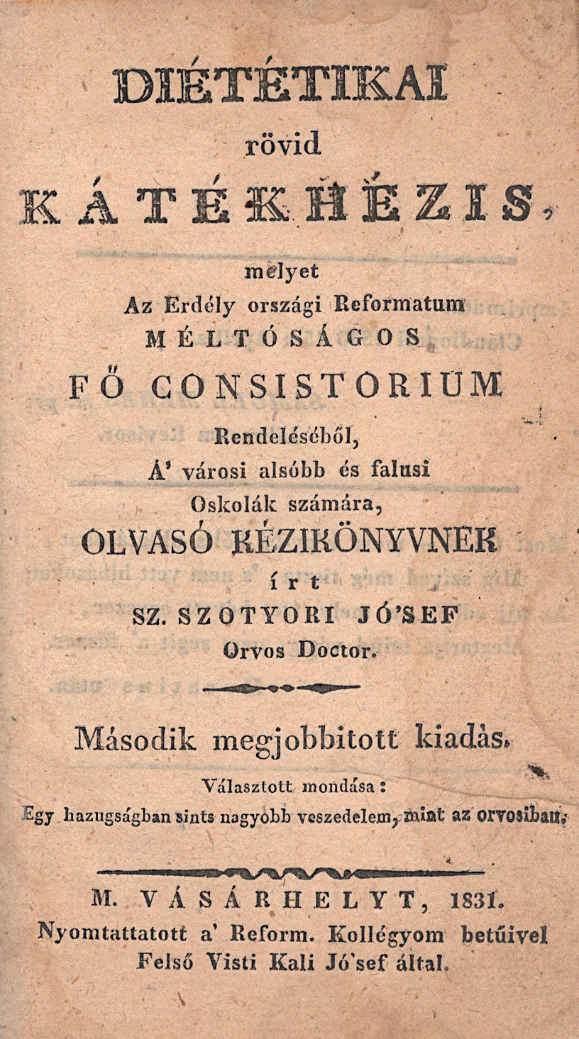 116. Szotyori Jó’sef: Diététikai rövid kátékhézis...