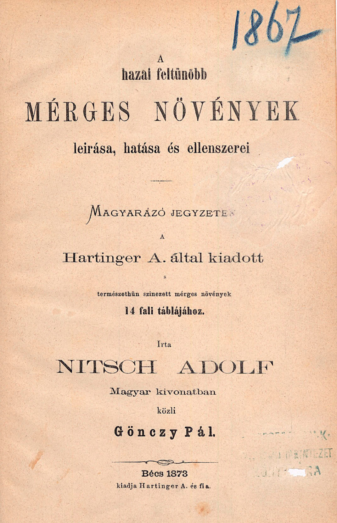 170. Nitsch, Adolf: A hazai feltünőbb mérges növények...