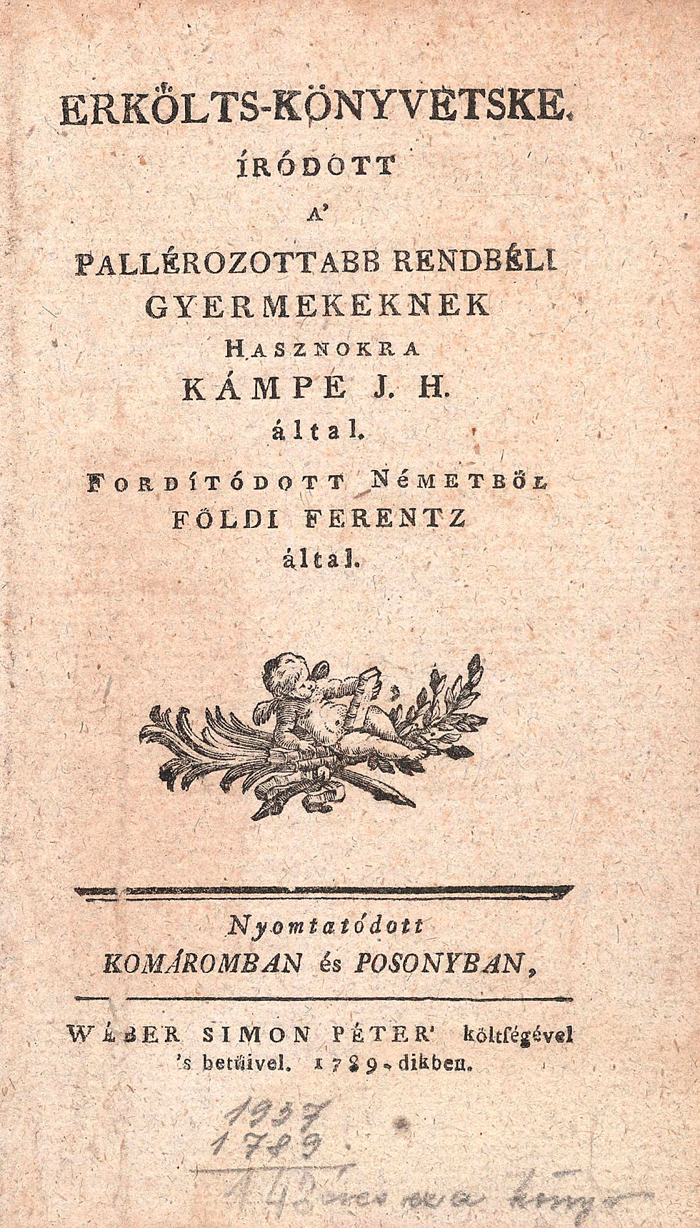 20. (Campe) Kámpe, J(oachim) H(einrich): Erkőlts-könyvetske.
