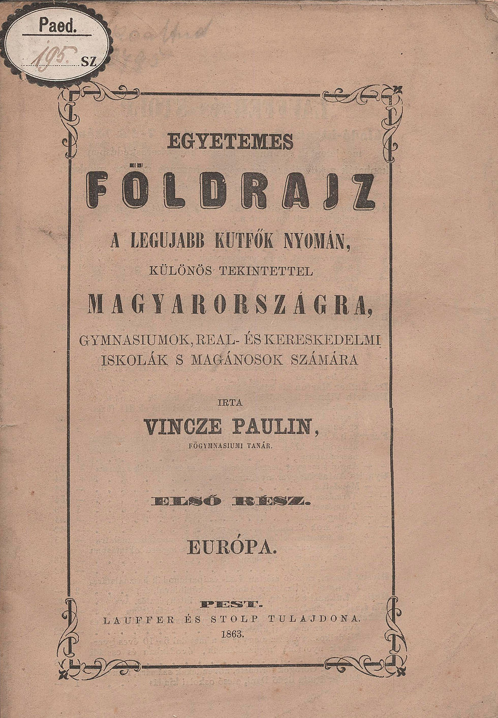 395. Vincze Paulin: Egyetemes földrajz...
