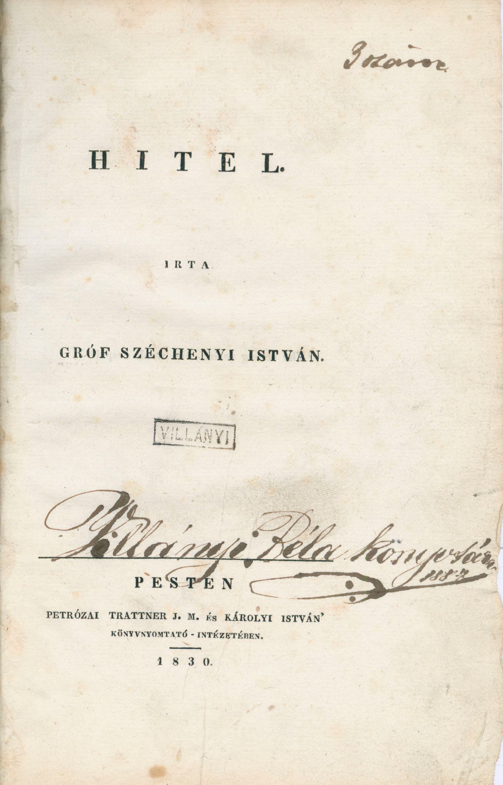 151. Széchenyi István, gróf: Hitel