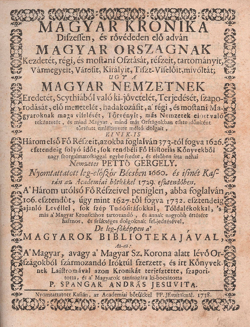 Indexkép: 453.  (Pethő) Petthő Gergely:  Rövid magyar kronika.