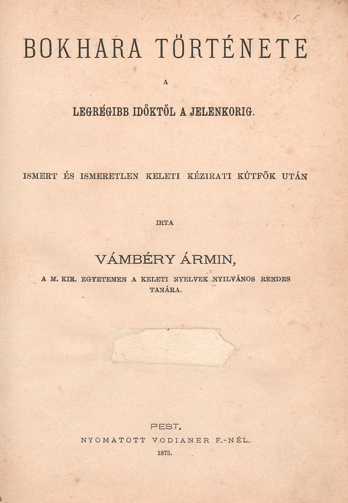 491. Vámbéry Ármin: Bokhara története...