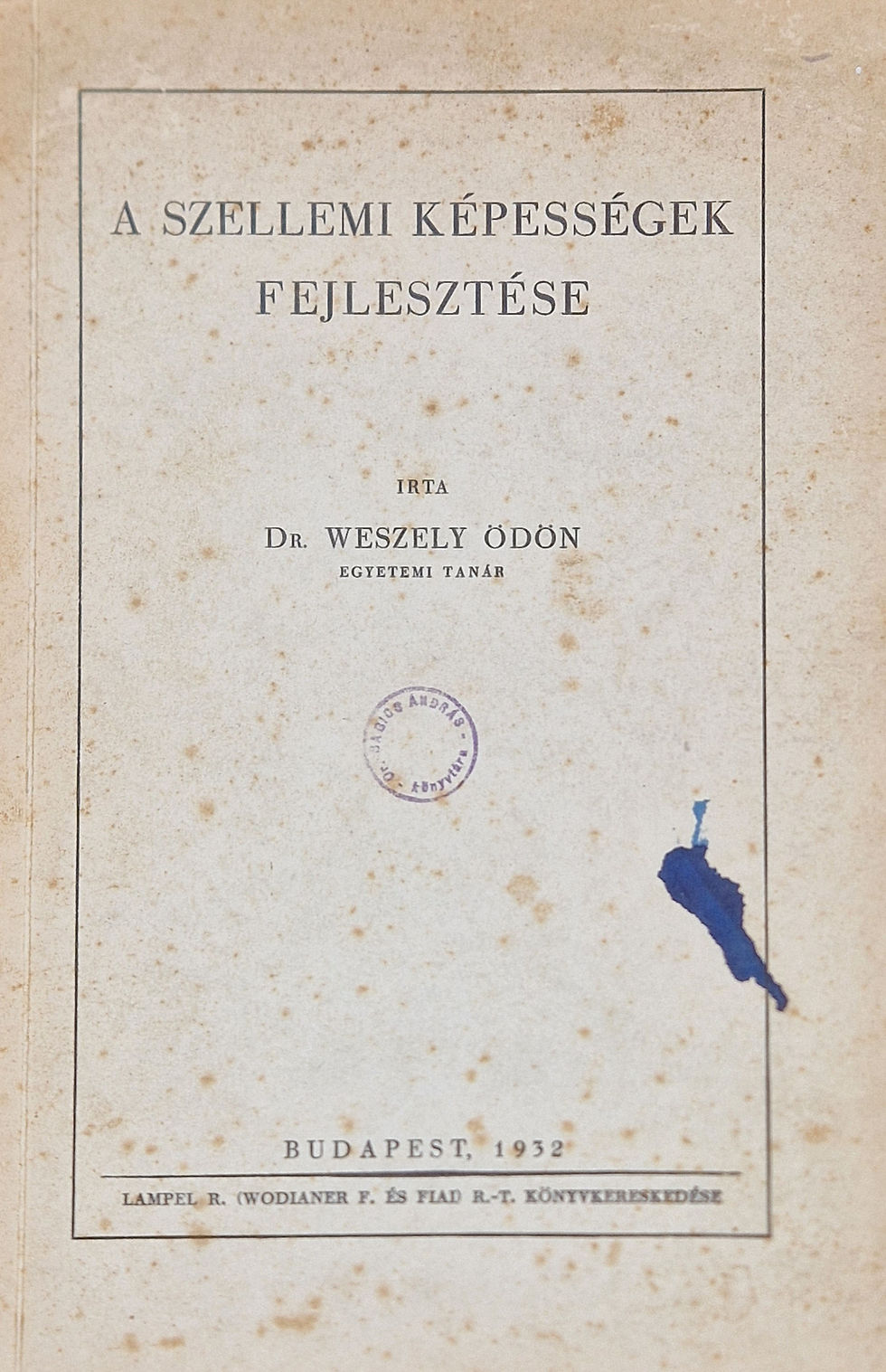 Thumbnail: 96.   Weszely Ödön, dr.:  A szellemi képességek fejlesztése