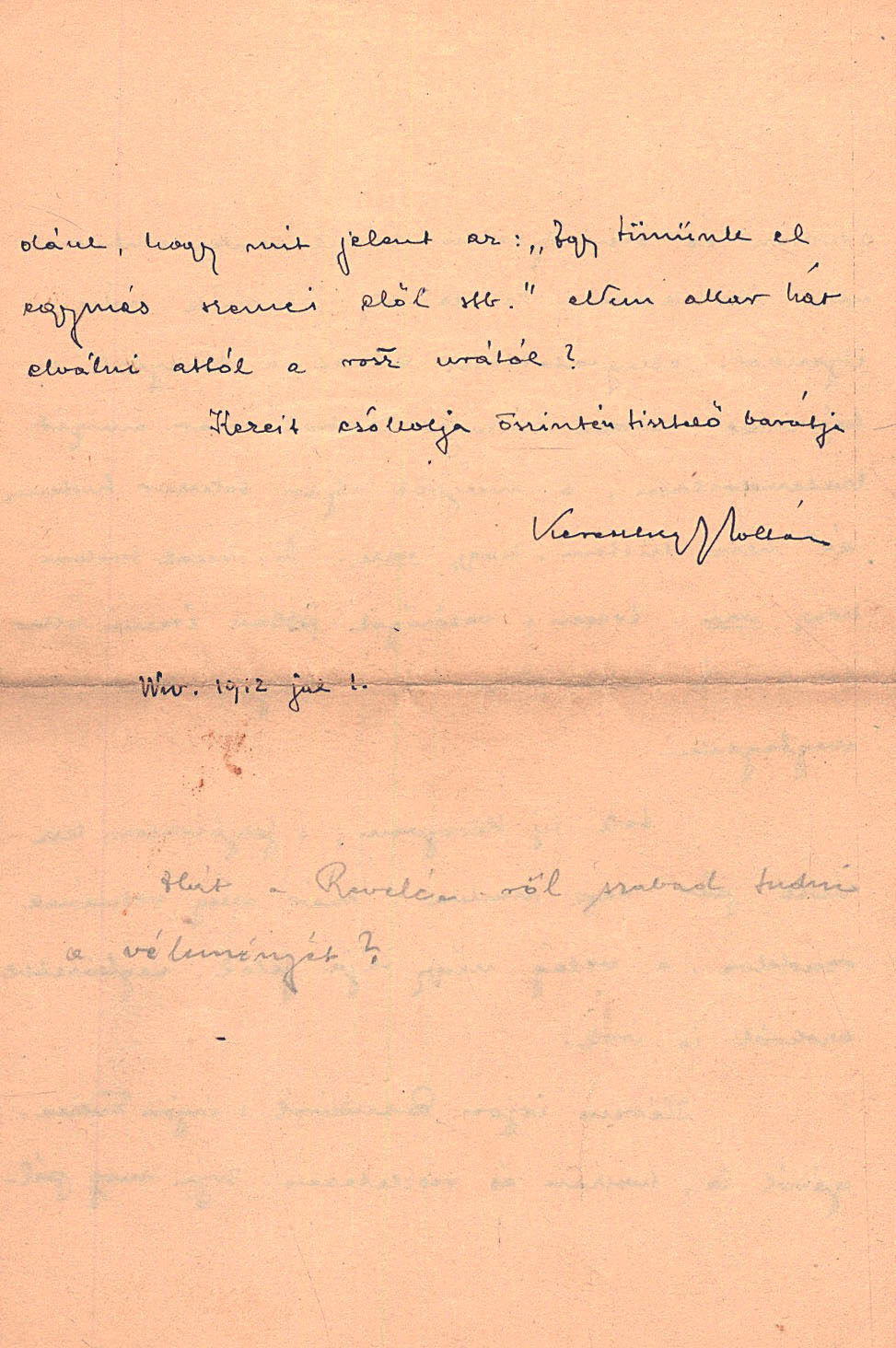 Indexkép: 75.	Ady Endre (1877-1919) költő, publicista autográf levele Adának.