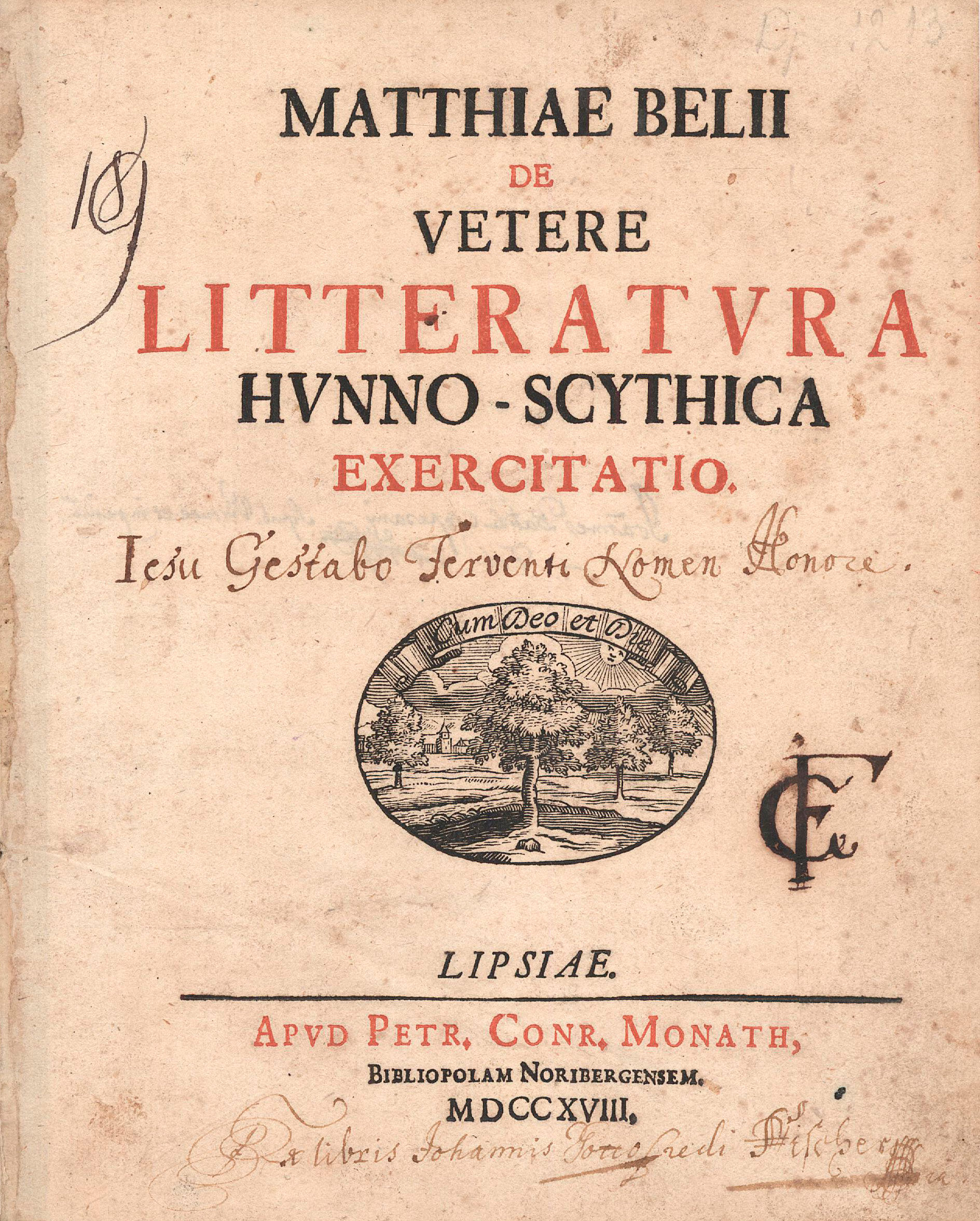 16. (Bél Mátyás) Belius, Matthias: De vetere litteratura...