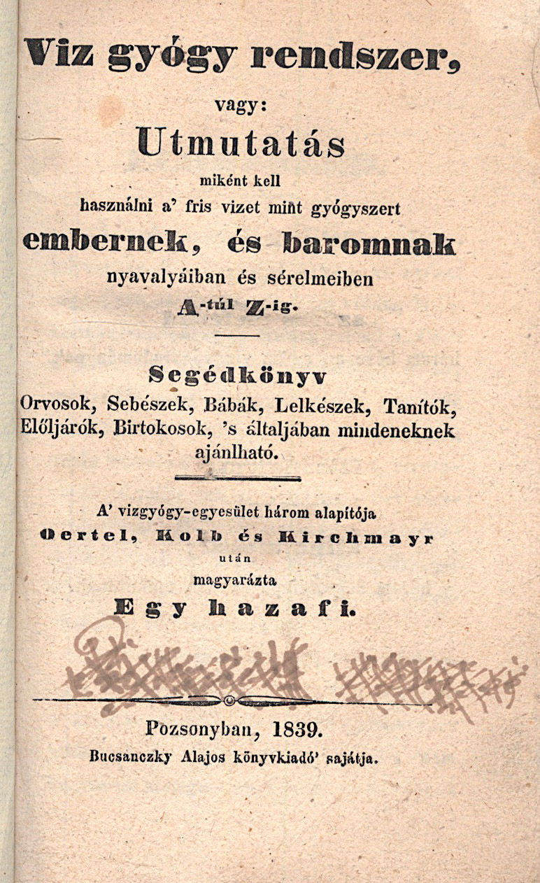 154. Oertel, (E. F. C.) – Kolb, (A R. von) – Kirchmayr (A.): Viz gyógy rendszer