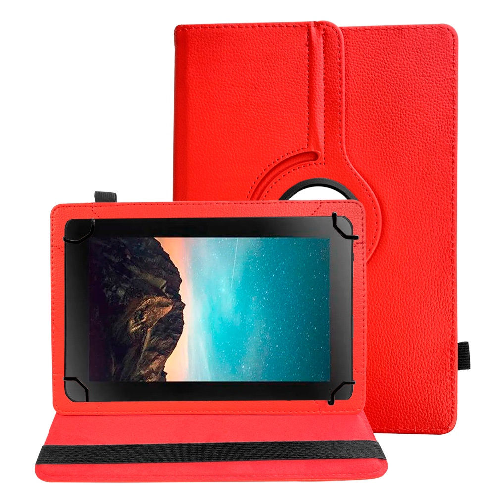 Capa Giratória para Tablet de 8 Polegadas Ajustável Universal vermelha