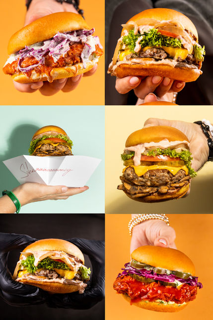 The Schmancy Burger food photography collage in Abu Dhabi. 