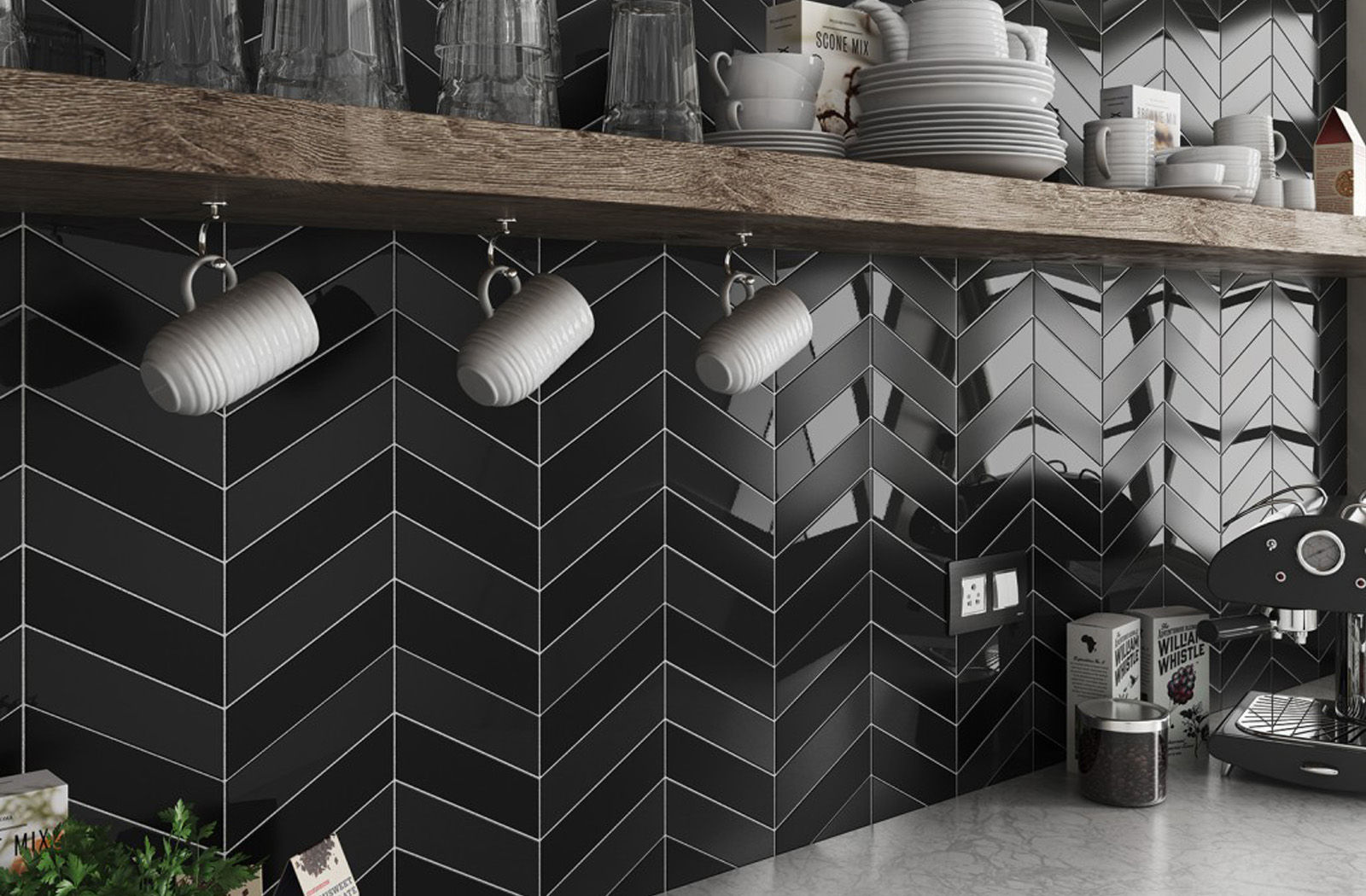 EQUIPE CERAMICAS | CHEVRONWALL - Chevron Wall Black & Matt Black