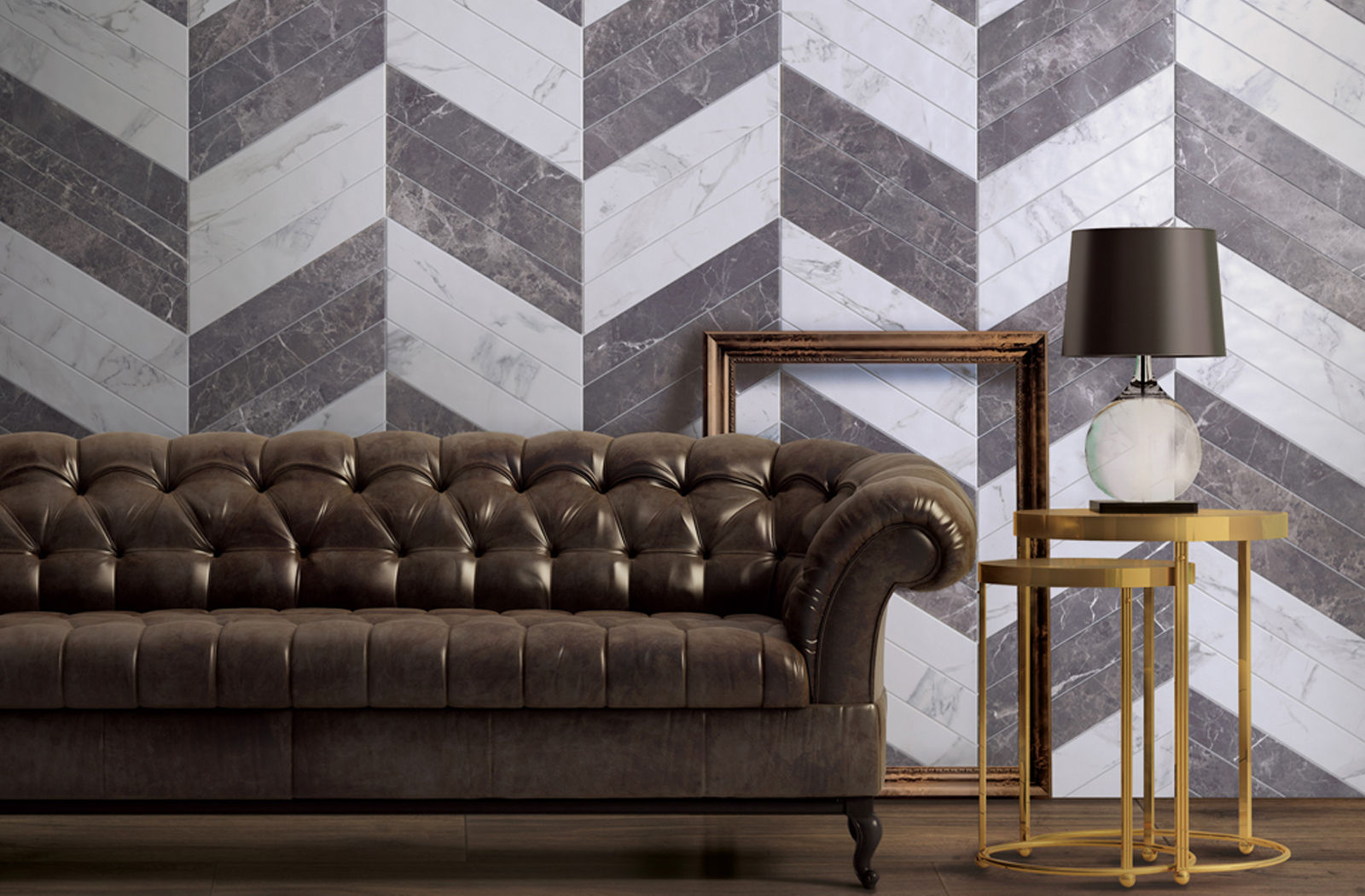 CERAMICA RONDINE | FORI ROMANIFrrm Grigio Imper Chevron & Frrm Statuario Chevron