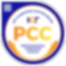 Badge showing the following text: ICF Credentials and Standards. ICF PCC Professional Certified Coach.