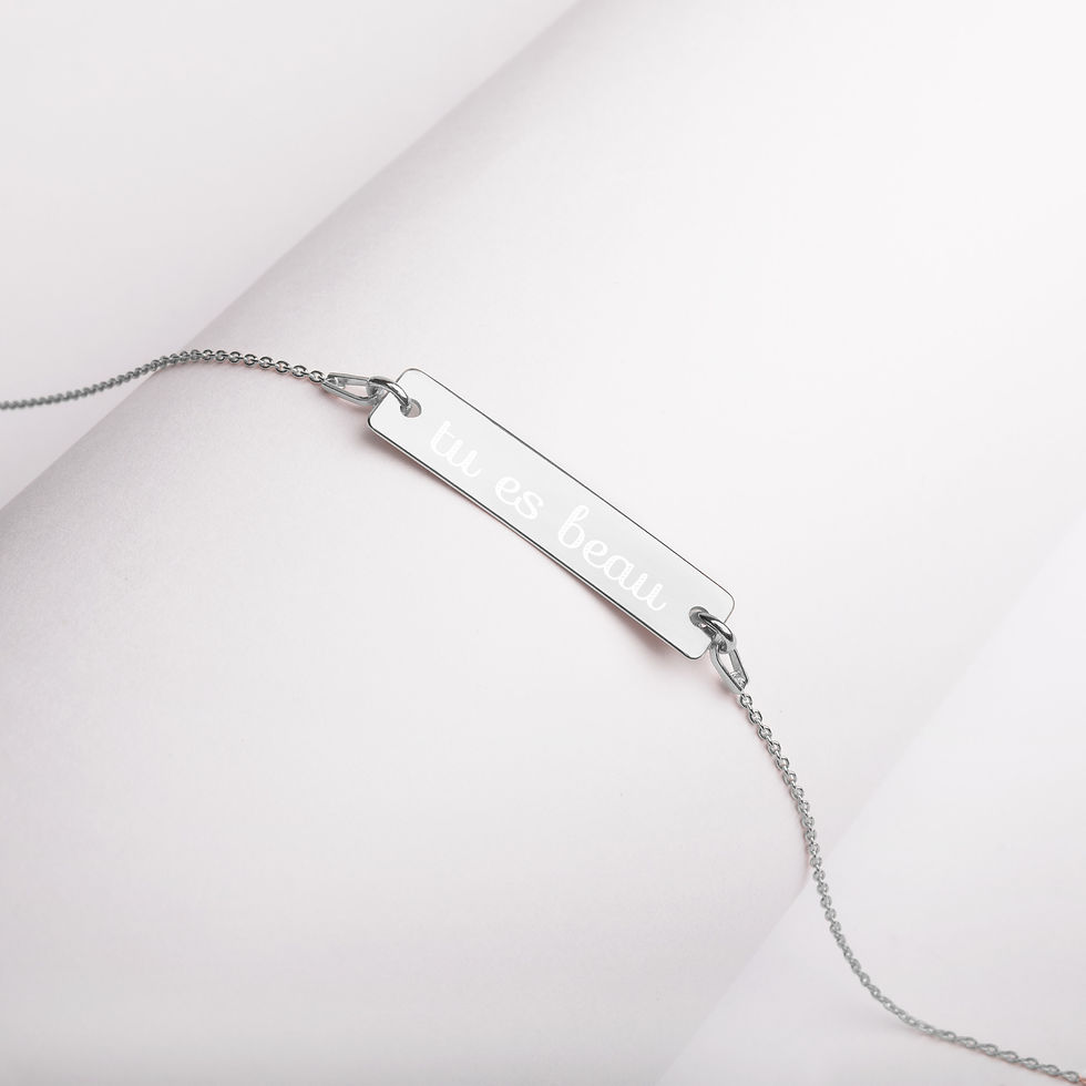 Thumbnail:  tu es beau (your beautiful )Engraved Silver Bar Chain Necklace