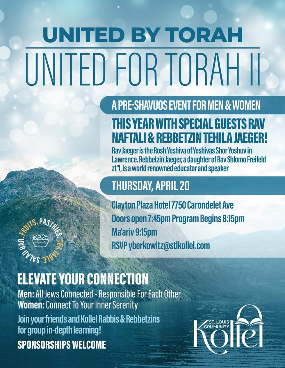 ELEVATE - A Shabbos and weekend of ELEVATION with Rav Naftali & Rebbetzin Tehila Jaeger