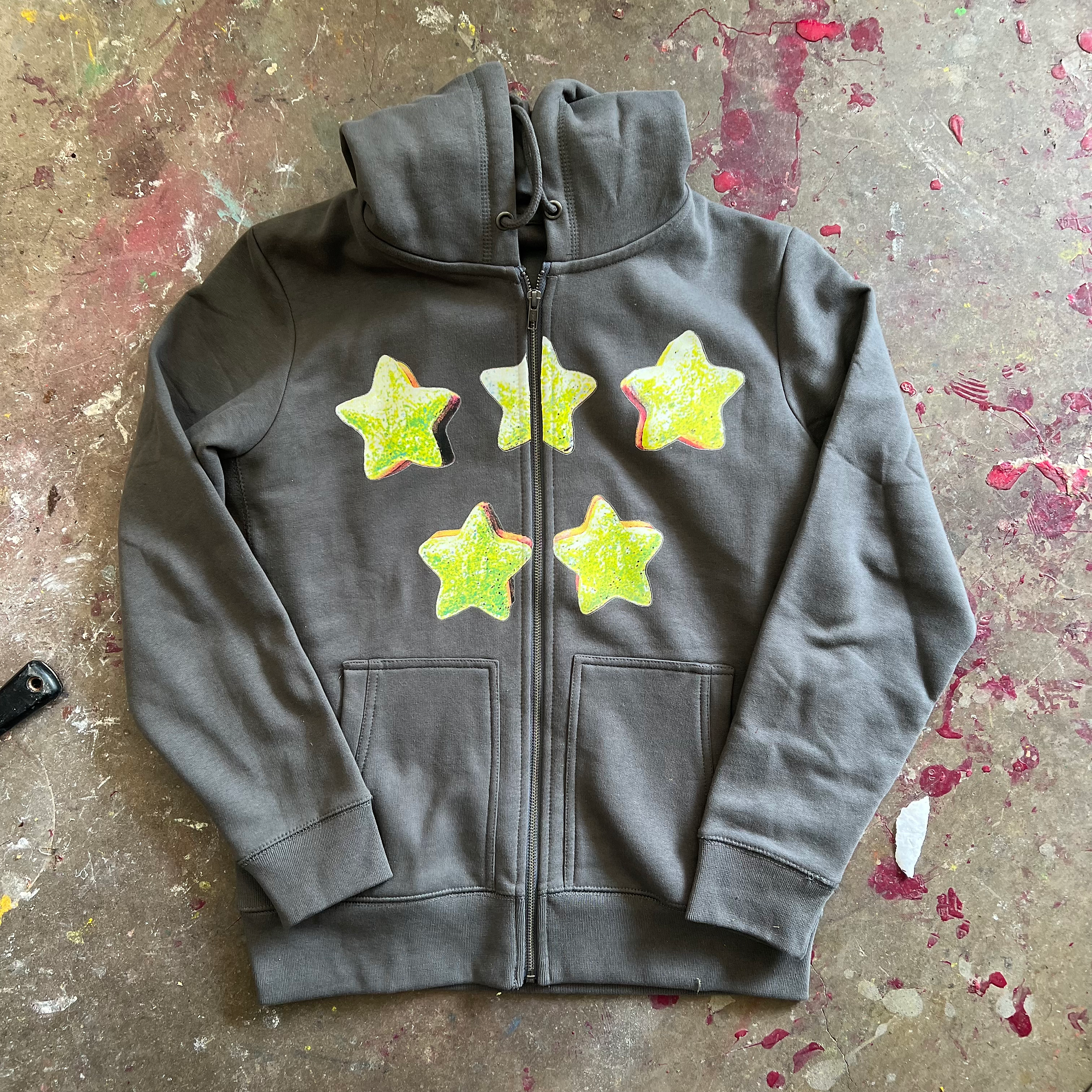 zipper print hoodie