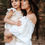Thumbnail: Cream muslin and lace two piece set for maternity photoshoot