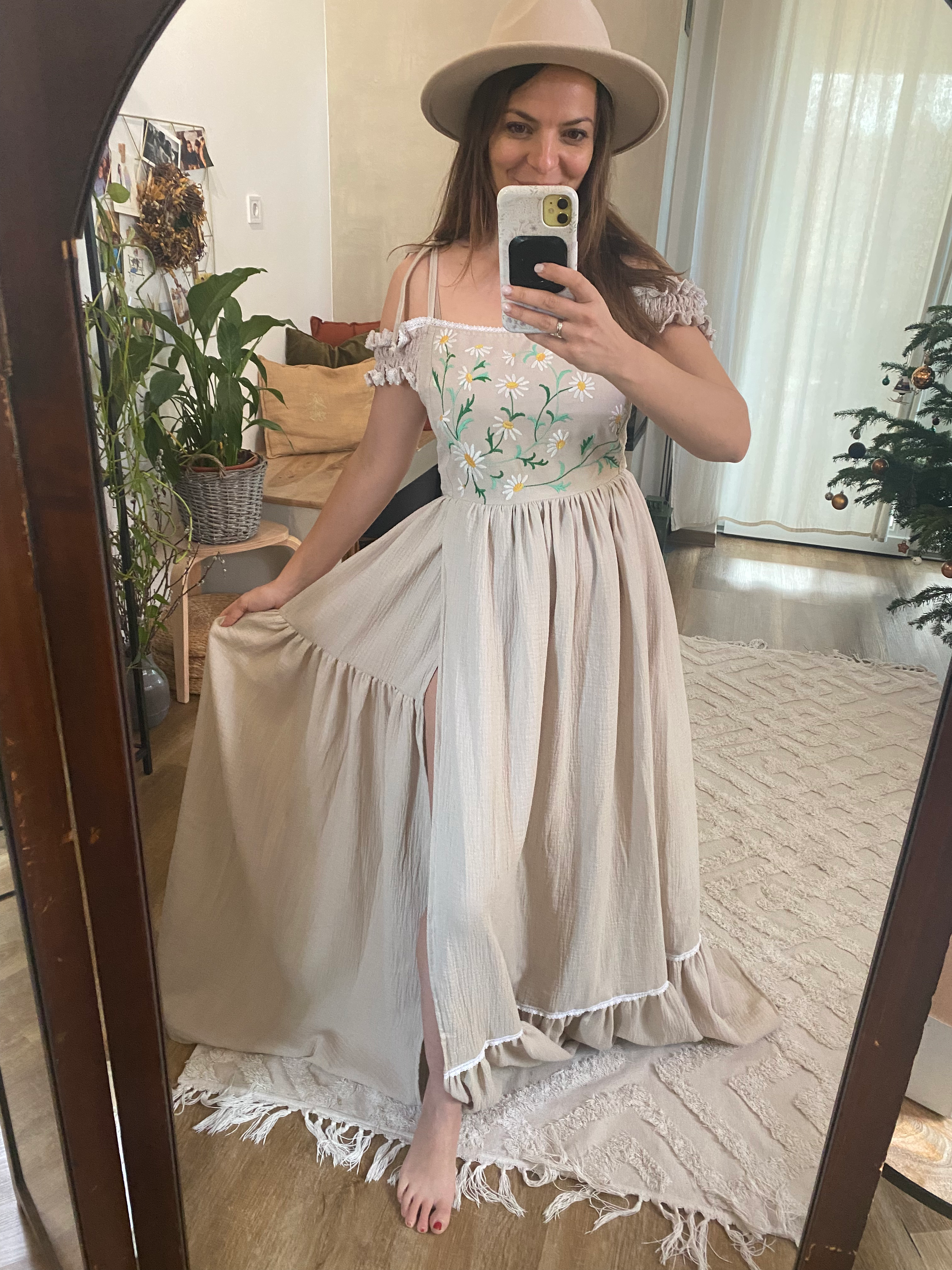 Daisy Unique Hand embroidered dress, Limited