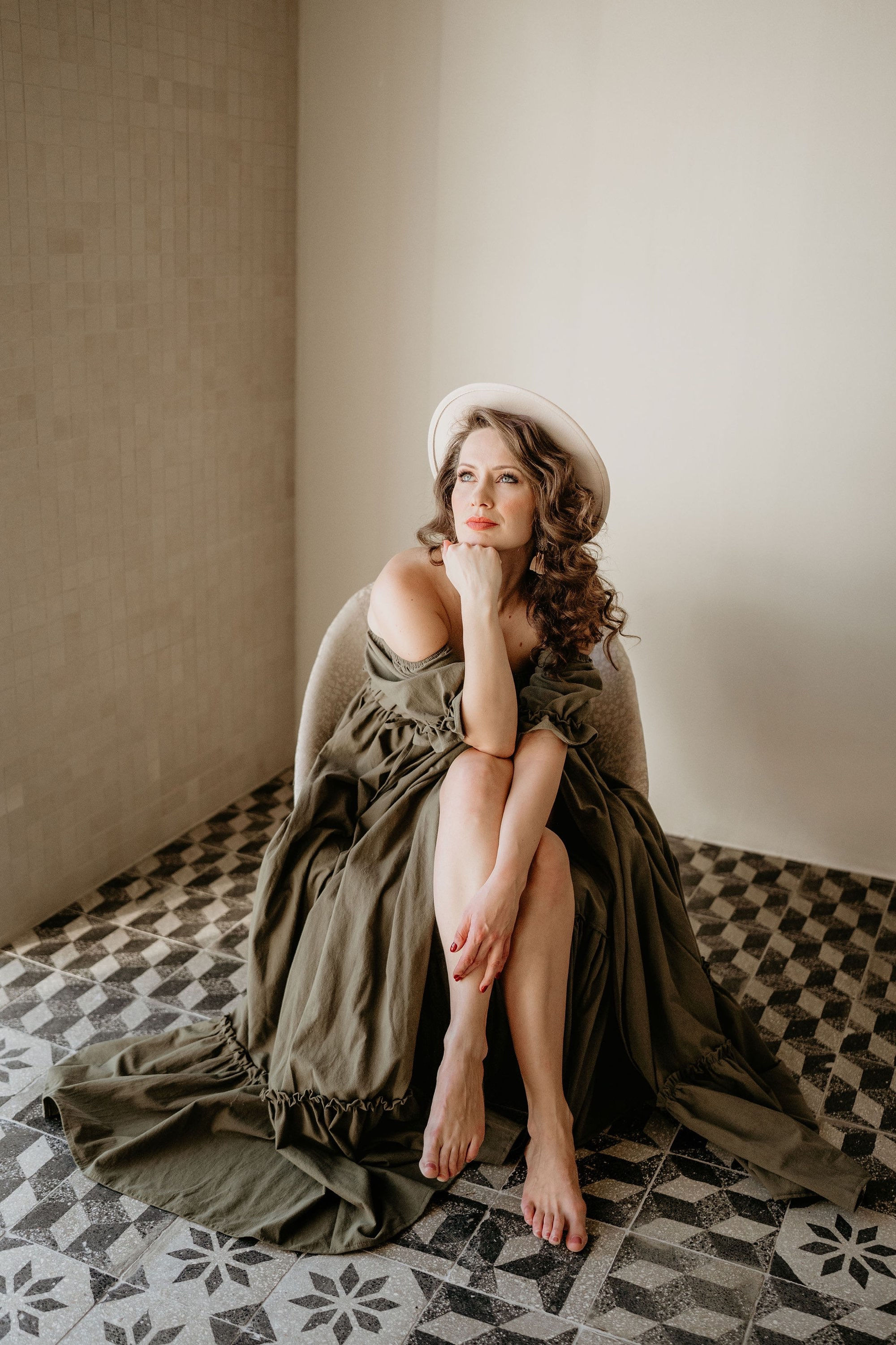 Vibe cotton maternity gown for photo session, Boho Pregnancy dress 