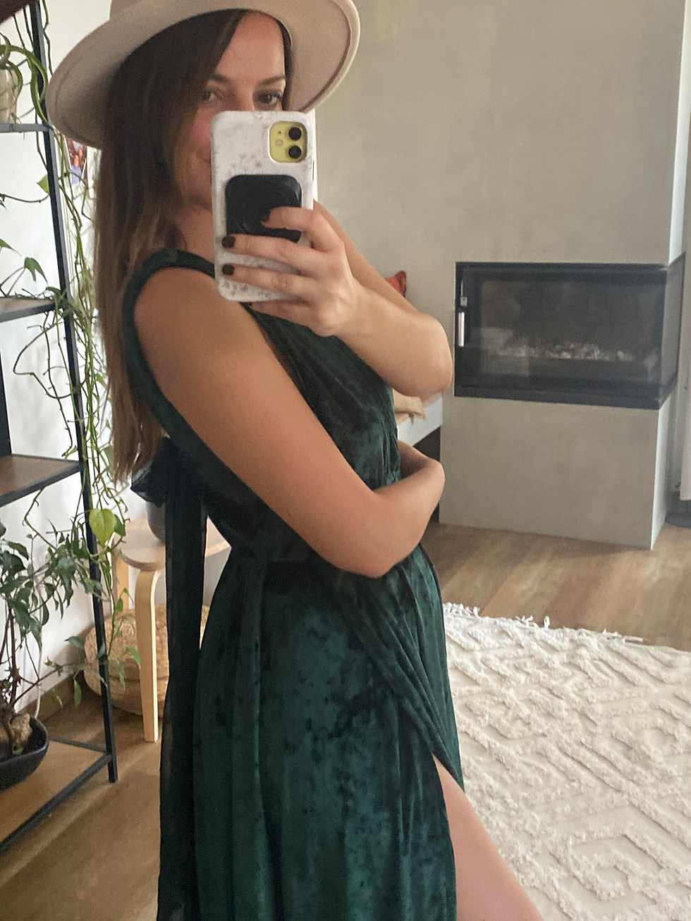 Thumbnail: Rust Grace-Velvet Gown with muslin bow design, maternity dress for photoshoot