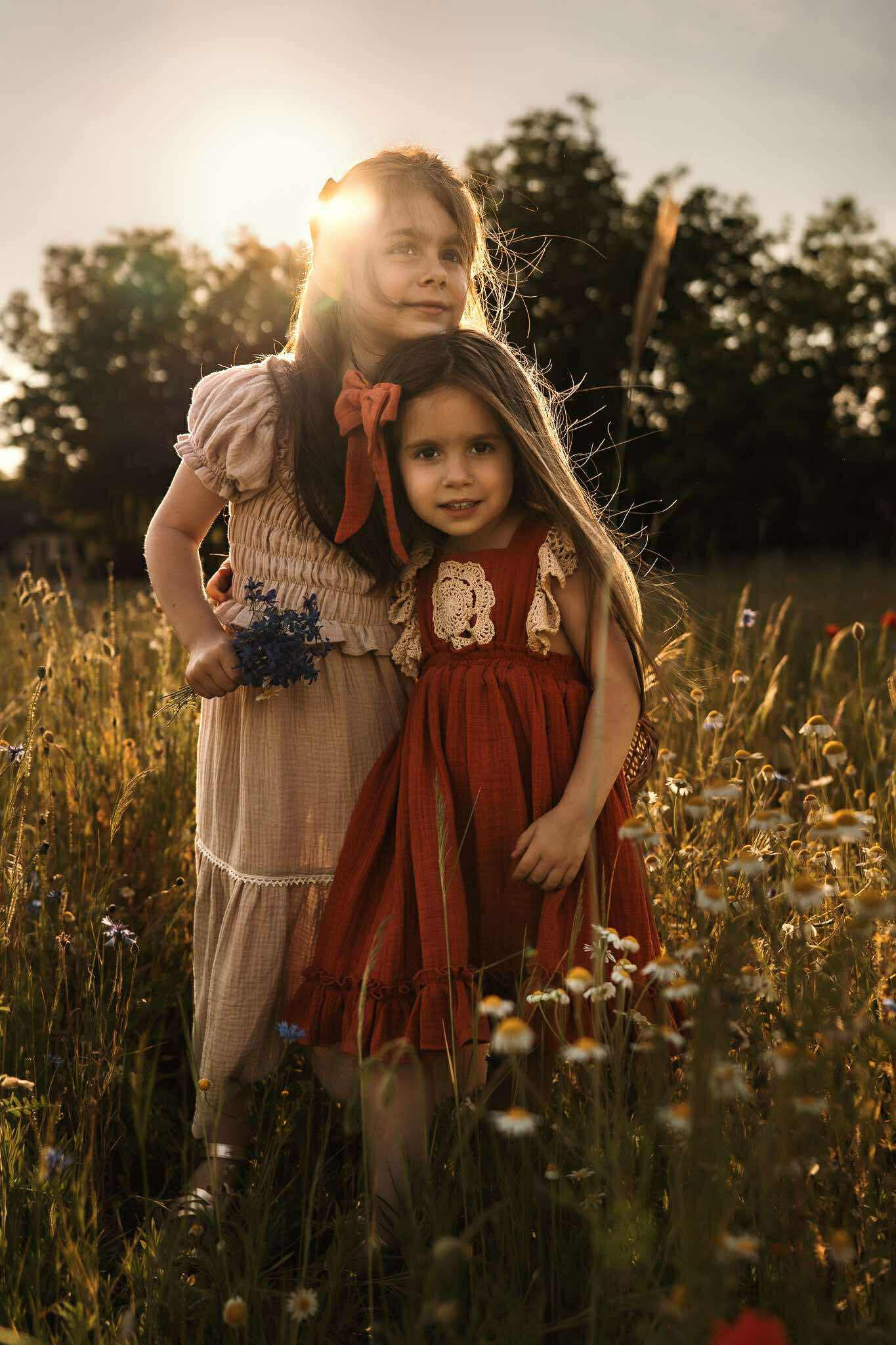 Luise little girl’s dress for photo session with matching bow