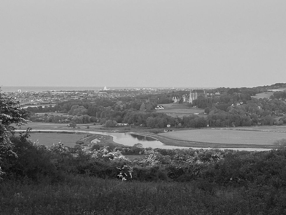 Black & White photograph taken by Andy Ash showing Shoreham coastline Sussex Bay and River Ouse